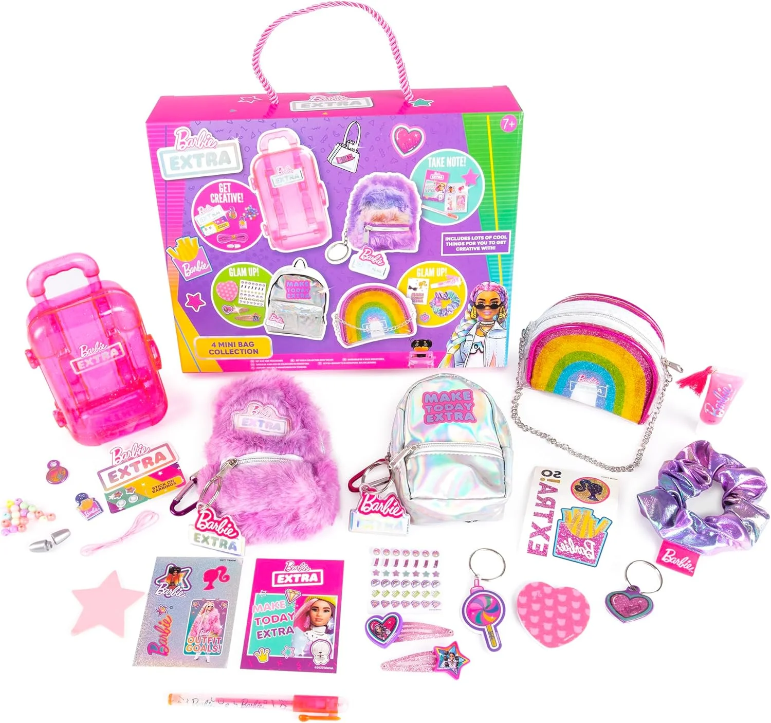 مجموعه 4 عددی مینی کیف باربی به همراه گیره مو، برق لب، استیکر ناخن، دفترچه یادداشت کوچک و لوازم التحریر کوچک - اسباب بازی کیف کوله پشتی مینی - کوله پشتی زیبا مجموعه 4 عددی مینی کیف باربی به همراه گیره مو، برق لب، استیکر ناخن، دفترچه یادداشت کوچک و لوازم التحریر کوچک - اسباب بازی کیف کوله پشتی مینی - کوله پشتی زیبا