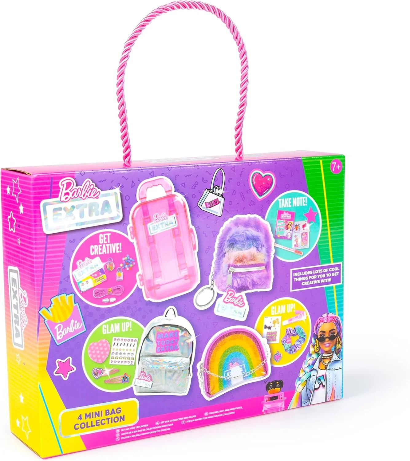 مجموعه 4 عددی مینی کیف باربی به همراه گیره مو، برق لب، استیکر ناخن، دفترچه یادداشت کوچک و لوازم التحریر کوچک - اسباب بازی کیف کوله پشتی مینی - کوله پشتی زیبا