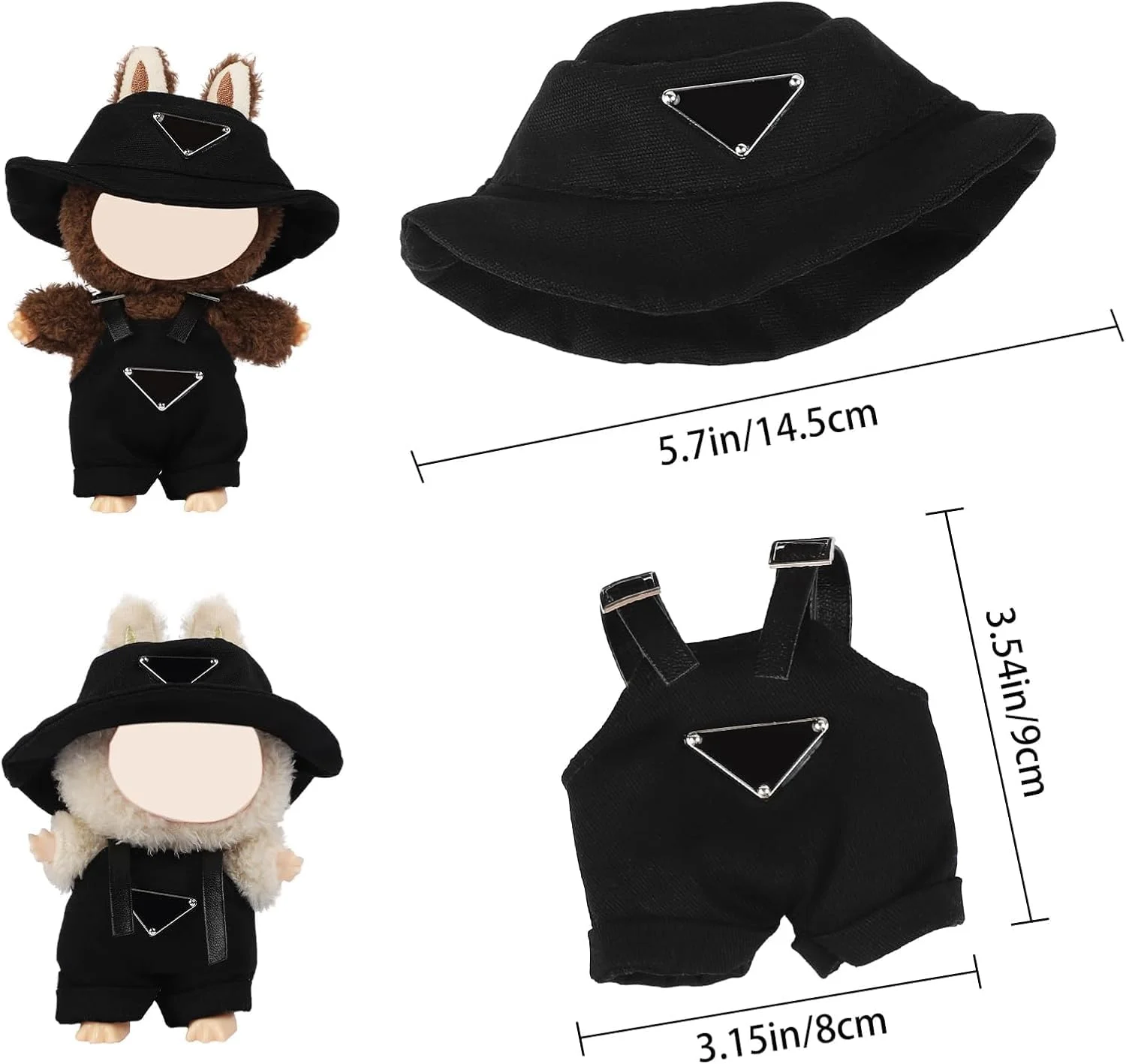 ست لباس 17 سانتی متری FEJYTOR (بدون عروسک)، ست کلاه و سرهمی برای لباس های جانبی 17 سانتی متری، لباس های زیبا برای لباس پوشیدن با سبک منحصر به فرد (مشکی)