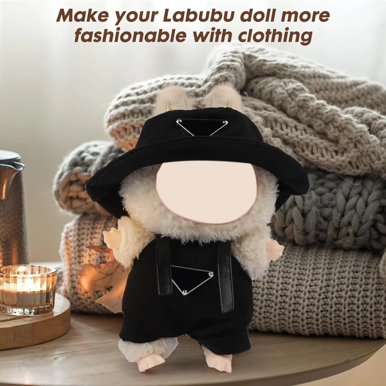 ست لباس 17 سانتی متری FEJYTOR (بدون عروسک)، ست کلاه و سرهمی برای لباس های جانبی 17 سانتی متری، لباس های زیبا برای لباس پوشیدن با سبک منحصر به فرد (مشکی)