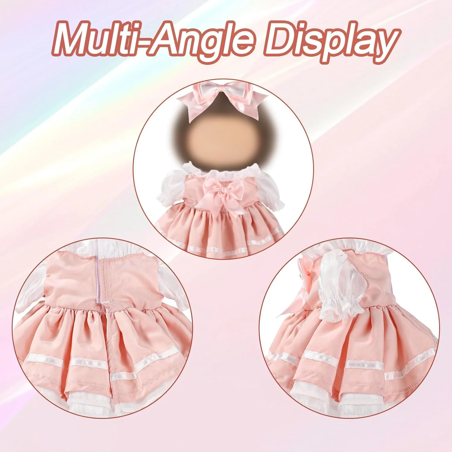 ست لباس عروسک 15 اینچی، شامل 1 عدد گیره مو کمانی و 1 عدد پیراهن کمانی، لباس ها و لوازم جانبی زیبا (عروسک شامل نمی شود)، لباس و استایل شیک و لوکس عروسک برای لابوبو (صورتی)