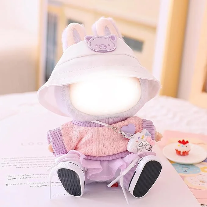 لباس عروسک لوازم جانبی، ست لباس بنفش کاوایی شیک 5 تکه مناسب برای عروسک 17 سانتی متری و 15 سانتی متری (بدون عروسک)