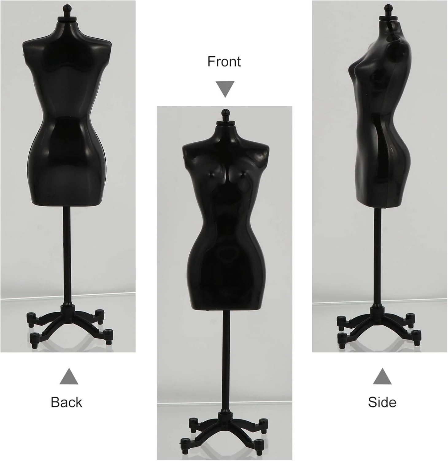 تزویق 6 عدد مانکن لباس عروسک، فرم لباس، تنه مانکن زنانه سایز کوچک، پایه مدل مانکن کوچک برای نگهدارنده نمایش عروسک، پایه نمایش اسباب بازی، سفید و مشکی