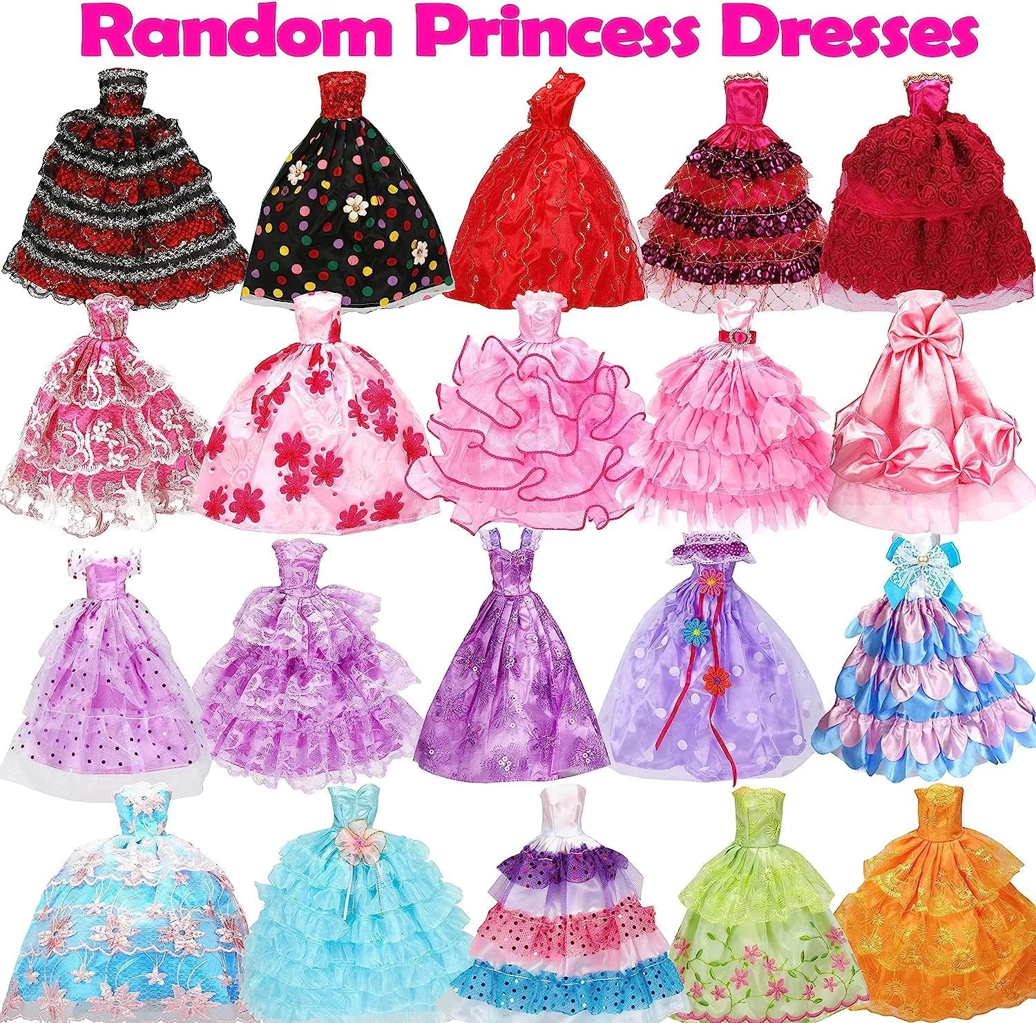 ست 50 تکه لباس و لوازم جانبی عروسک شامل 5 لباس عروسی، 5 لباس فشن، 4 لباس زیر، 3 تاپ، 3 شلوار، 3 مایو بیکینی و 20 جفت کفش برای عروسک 11.5 اینچی، هدیه کریسمس برای دختران 5-7 و 8-10 ساله