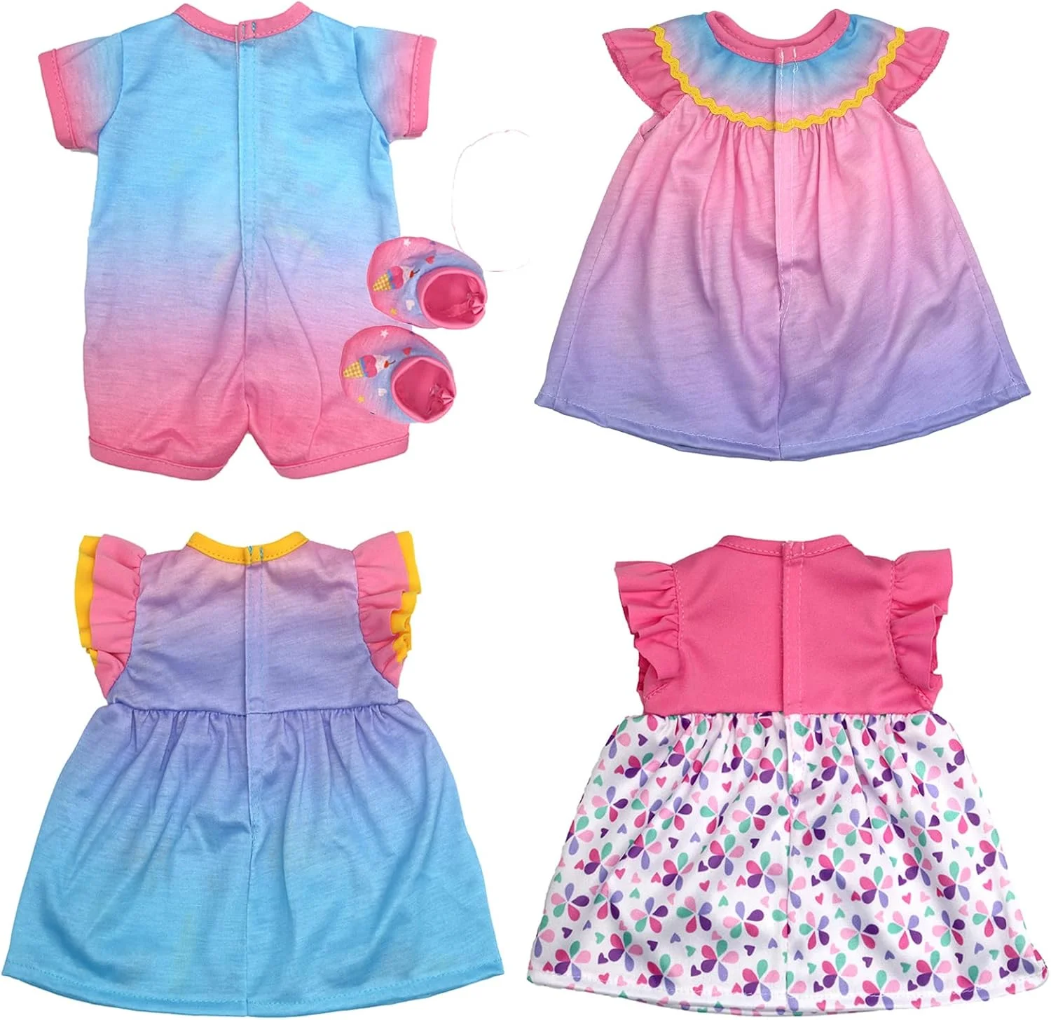 لباس عروسک OTMOON مناسب برای عروسک های 30 تا 40 سانتی متری، بسته 4 عددی لباس نرم با جوراب (عروسک شامل نمی شود)