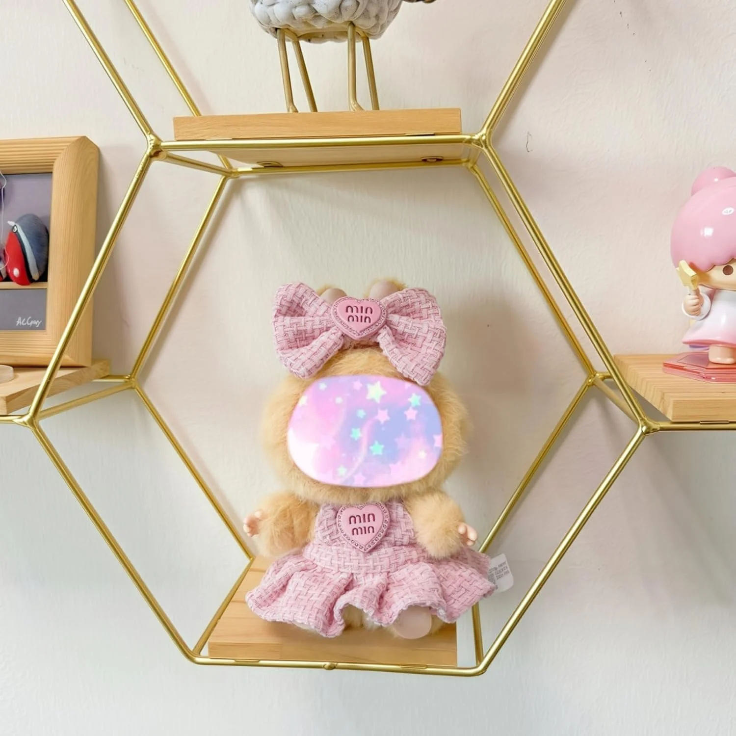 ست لباس عروسک 17 سانتی متری Xinbalove (بدون عروسک)، ست لباس 2 تکه برای عروسک 6.7 اینچی، کلاه شیک لوکس و لوازم جانبی لباس برای نسل 1/2/3 بازی و نمایش (صورتی B)