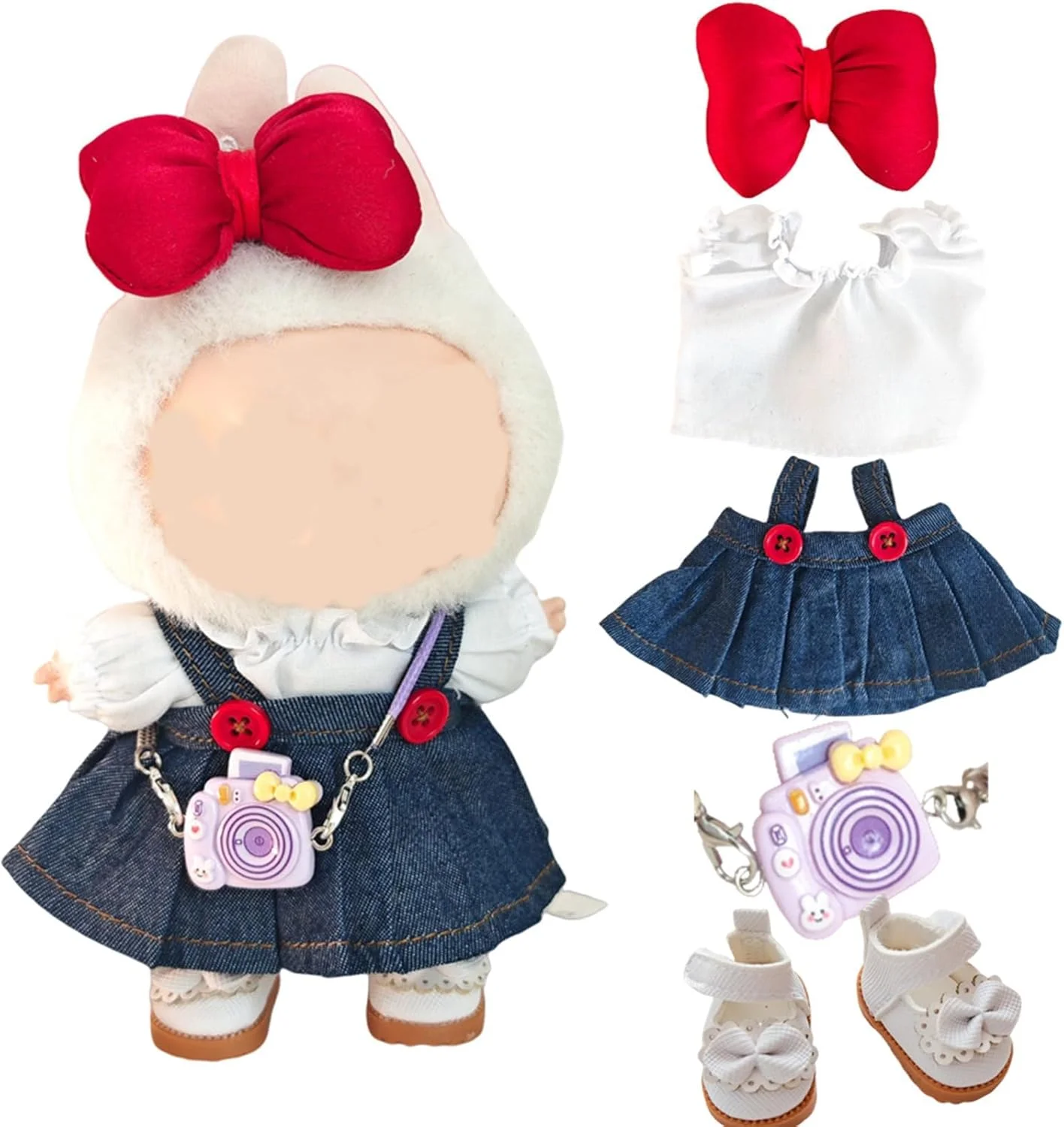 ست لباس 5 تکه برای عروسک لابوبو شامل لباس، شلوار، کفش، گیره سر و دوربین - استایل خنک و غیر رسمی برای عروسک های 17 سانتی متری (عروسک شامل نمی شود) ست لباس 5 تکه برای عروسک لابوبو شامل لباس، شلوار، کفش، گیره سر و دوربین - استایل خنک و غیر رسمی برای عروسک های 17 سانتی متری (عروسک شامل نمی شود)