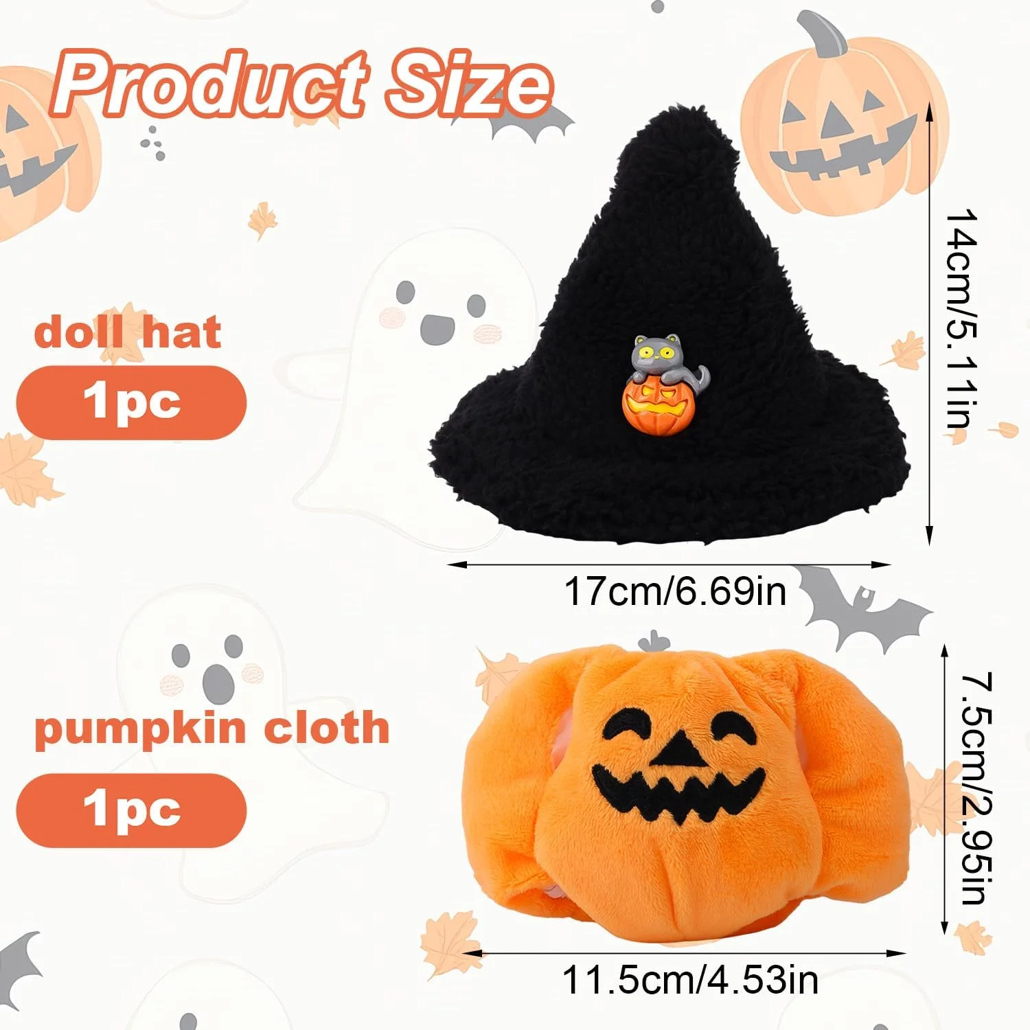 لباس هالووین لاسوروا برای عروسک 17 سانتی متری، لباس کدو تنبل ناز با کلاه جادوگر، ست لباس شیک عروسک، لوازم جانبی هالووین (فقط لباس) لباس هالووین لاسوروا برای عروسک 17 سانتی متری، لباس کدو تنبل ناز با کلاه جادوگر، ست لباس شیک عروسک، لوازم جانبی هالووین (فقط لباس)