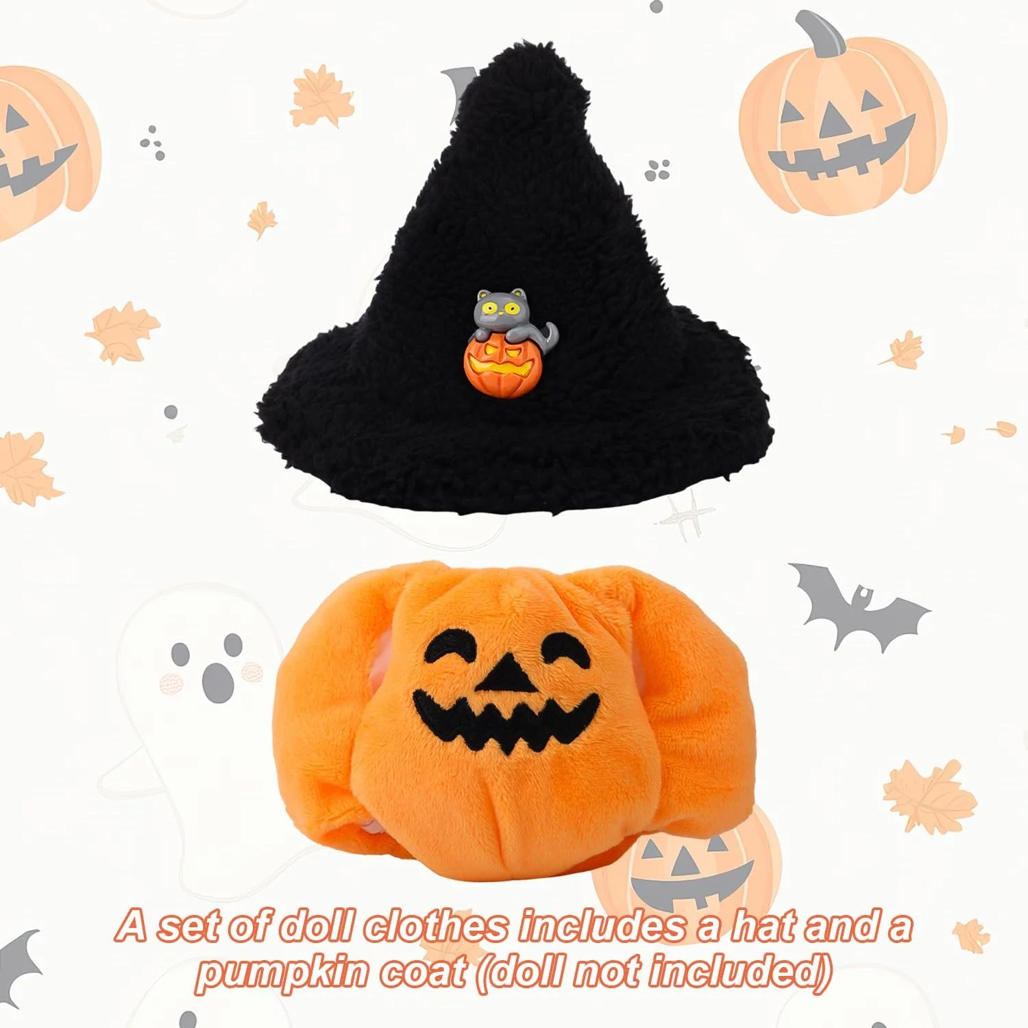 لباس هالووین لاسوروا برای عروسک 17 سانتی متری، لباس کدو تنبل ناز با کلاه جادوگر، ست لباس شیک عروسک، لوازم جانبی هالووین (فقط لباس) لباس هالووین لاسوروا برای عروسک 17 سانتی متری، لباس کدو تنبل ناز با کلاه جادوگر، ست لباس شیک عروسک، لوازم جانبی هالووین (فقط لباس)