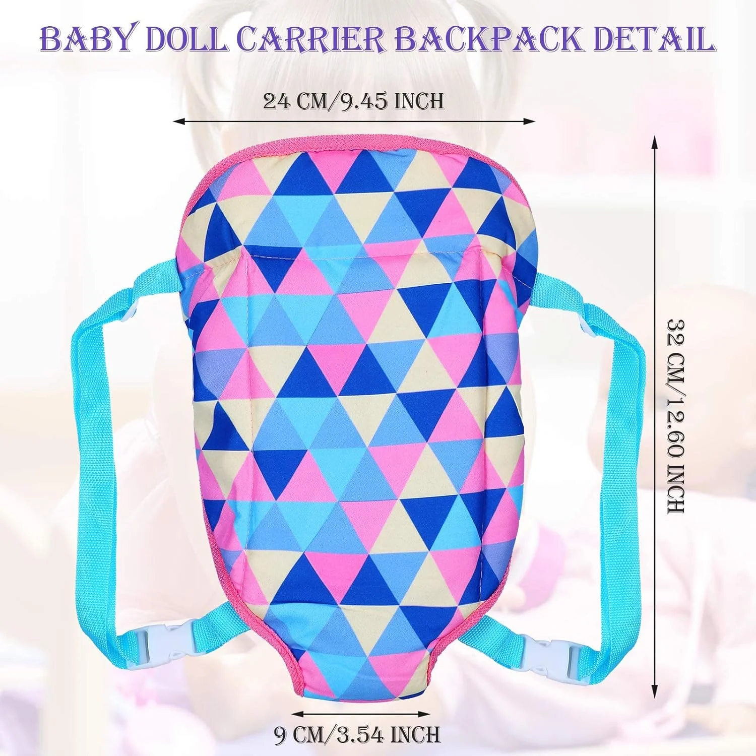 MAKINGTEC 2 عدد کوله پشتی حامل عروسک، کیف های قابل حمل عروسک، کیف های جلویی حامل عروسک با بند، لوازم جانبی عروسک مناسب برای عروسک های 14 تا 18 اینچی (طرح هندسی و قلبی)