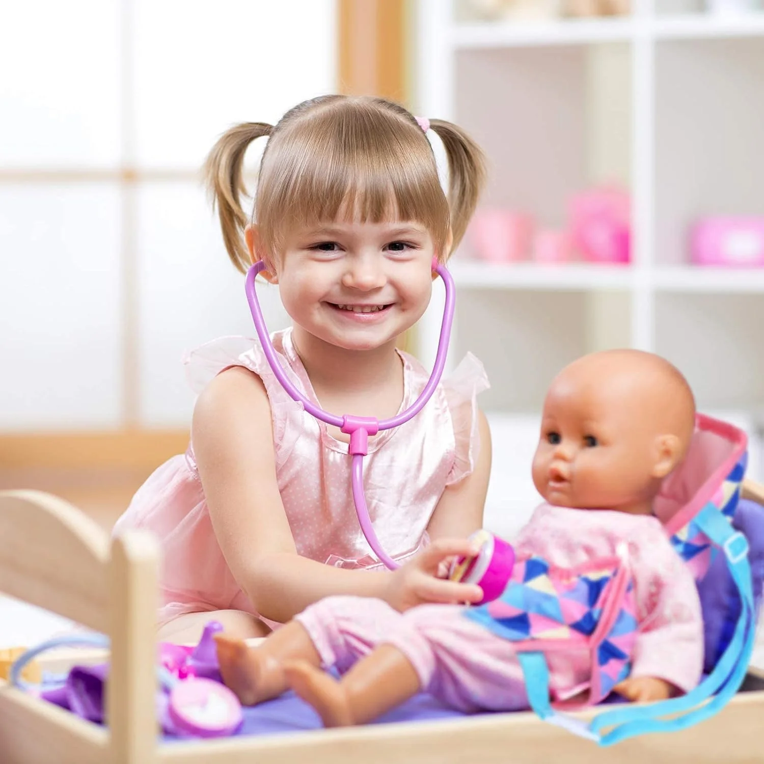 MAKINGTEC 2 عدد کوله پشتی حامل عروسک، کیف های قابل حمل عروسک، کیف های جلویی حامل عروسک با بند، لوازم جانبی عروسک مناسب برای عروسک های 14 تا 18 اینچی (طرح هندسی و قلبی)