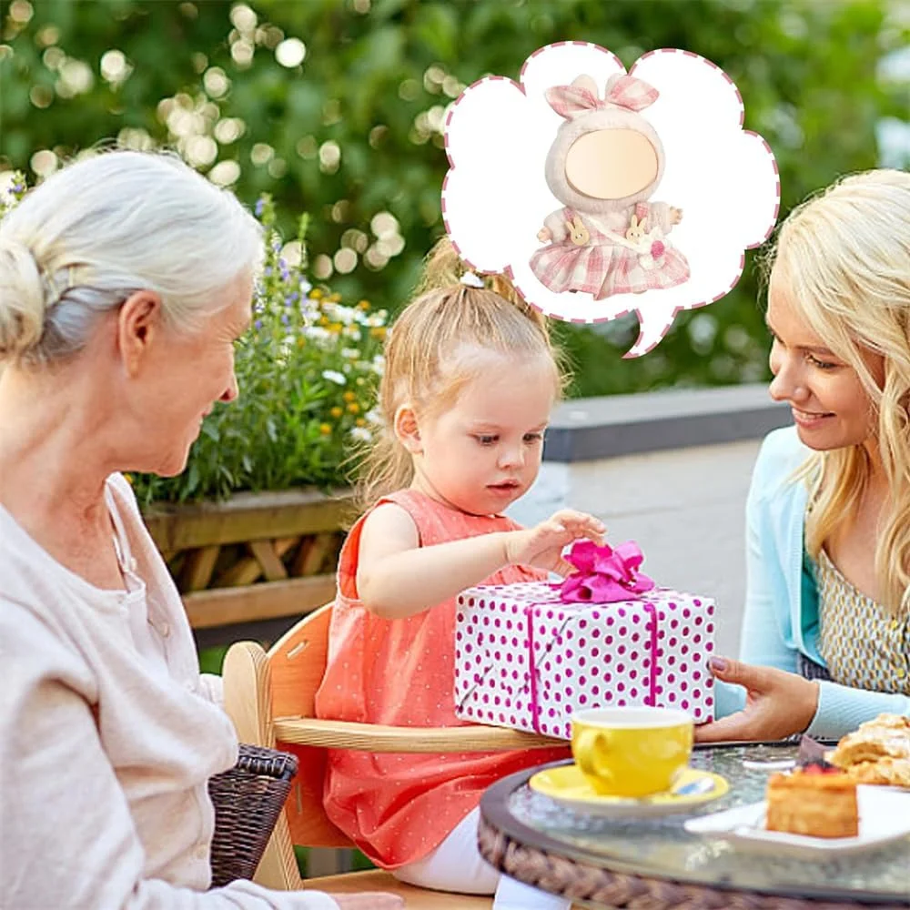 لباس عروسک آزون مناسب عروسک های 17 سانتی متری لابوبو، 4 تکه دامن پیشبندی چهارخانه صورتی با کیف گلدار، لباس و لوازم جانبی عروسک پولیشی، لباس زیبا و شیرین برای هدیه دختران و پسران (بدون عروسک)