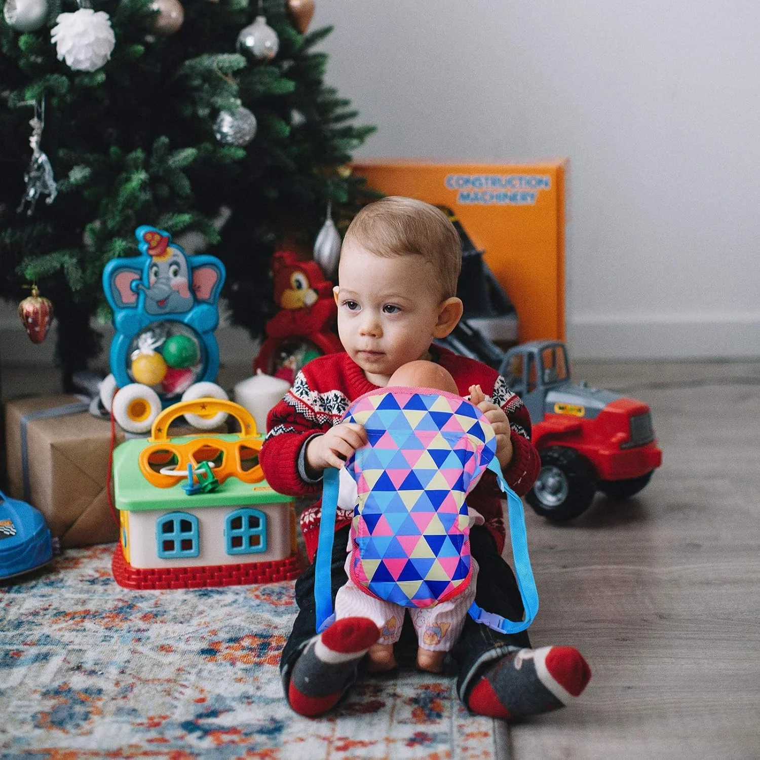 MAKINGTEC 2 عدد کوله پشتی حامل عروسک، کیف های قابل حمل عروسک، کیف های جلویی حامل عروسک با بند، لوازم جانبی عروسک مناسب برای عروسک های 14 تا 18 اینچی (طرح هندسی و قلبی)