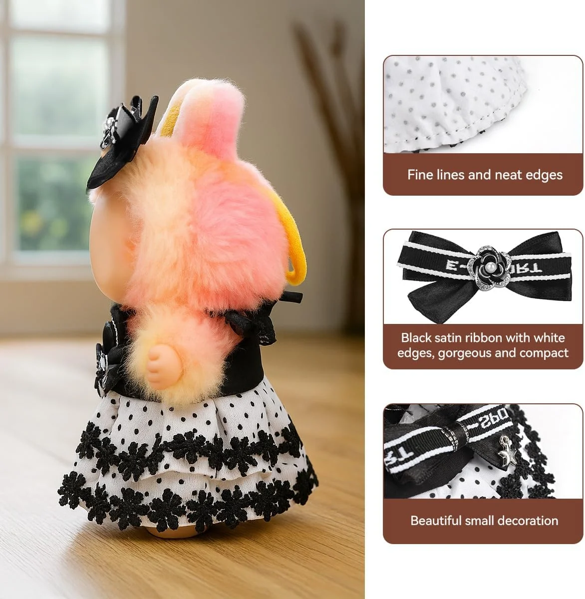 لباس پروکسیما دایرکت برای لابوبو شامل دامن، لباس، لوازم جانبی، سربند، دامن ساسپندر و گردنبند (بدون عروسک)