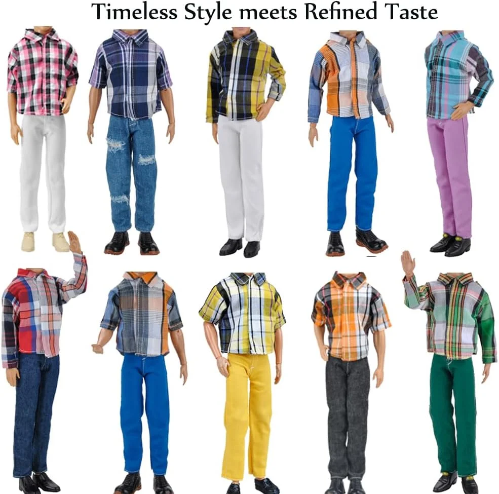 E-TING بسته 10 عددی شامل 5 ست لباس/پوشاک غیر رسمی مد روز با 5 جفت کفش برای عروسک پسرانه، سبک تصادفی (لباس غیر رسمی + کت و شلوار مشکی + لباس شنا) (عروسک شامل نمی شود) E-TING بسته 10 عددی شامل 5 ست لباس/پوشاک غیر رسمی مد روز با 5 جفت کفش برای عروسک پسرانه، سبک تصادفی (لباس غیر رسمی + کت و شلوار مشکی + لباس شنا) (عروسک شامل نمی شود)