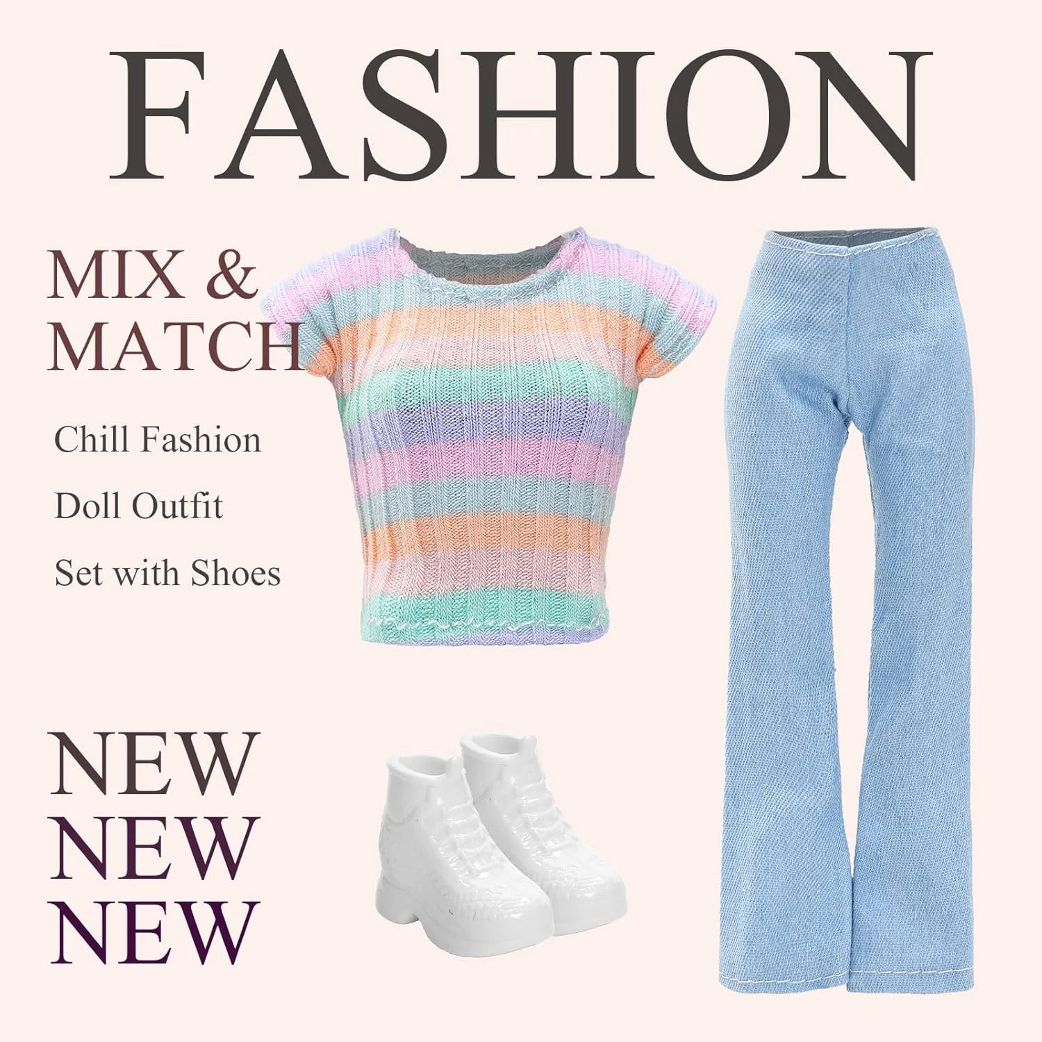 لباس عروسک دخترانه 29 سانتیمتری شامل 5 عدد تیشرت تاپ کلاسیک غیررسمی، 5 عدد شلوار جین، 5 جفت کفش کتانی برای عروسکهای دخترانه 29 سانتیمتری، لباسهای معمولی و لوازم جانبی عروسک لباس عروسک دخترانه 29 سانتیمتری شامل 5 عدد تیشرت تاپ کلاسیک غیررسمی، 5 عدد شلوار جین، 5 جفت کفش کتانی برای عروسکهای دخترانه 29 سانتیمتری، لباسهای معمولی و لوازم جانبی عروسک