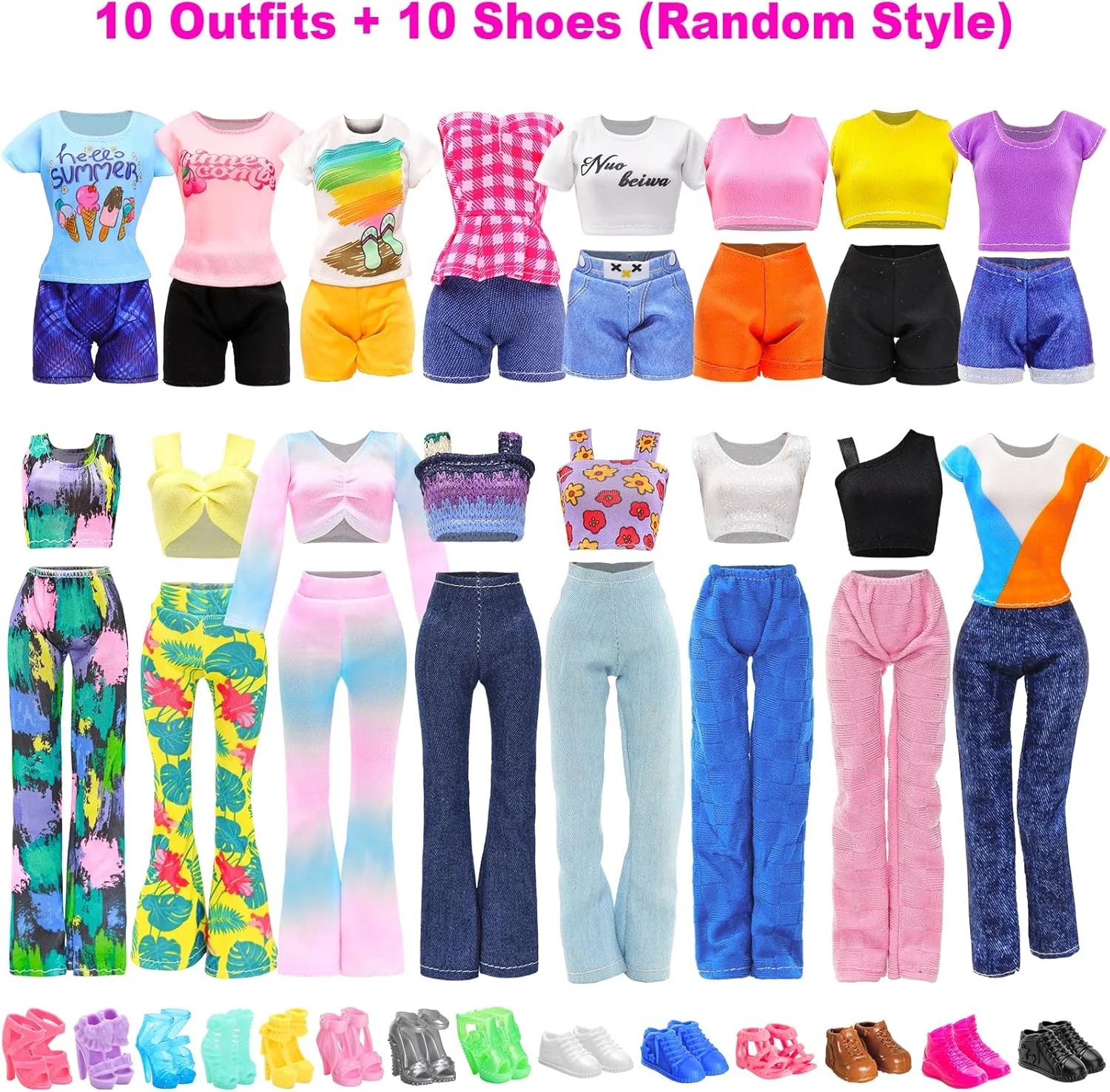 باروا 30 تکه لباس و لوازم جانبی عروسک، لباس های اسپرت و غیررسمی، لباس خواب، تاپ و شلوار، شورت، کفش پاشنه بلند و تخت برای عروسک دخترانه 11.5 اینچی باروا 30 تکه لباس و لوازم جانبی عروسک، لباس های اسپرت و غیررسمی، لباس خواب، تاپ و شلوار، شورت، کفش پاشنه بلند و تخت برای عروسک دخترانه 11.5 اینچی