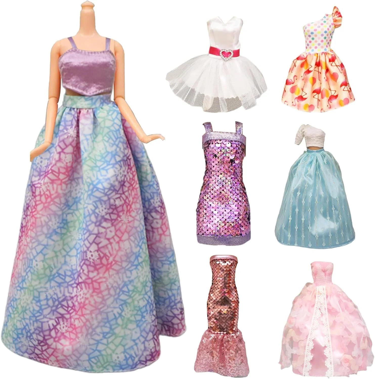 20 تکه لباس و لوازم جانبی دست ساز عروسک برای باربی شامل 3 لباس مجلسی، 3 لباس مهمانی، 7 ست لباس تاپ و 7 شلوار به صورت تصادفی برای عروسک های 11.5 اینچی (20) (استایل 1)