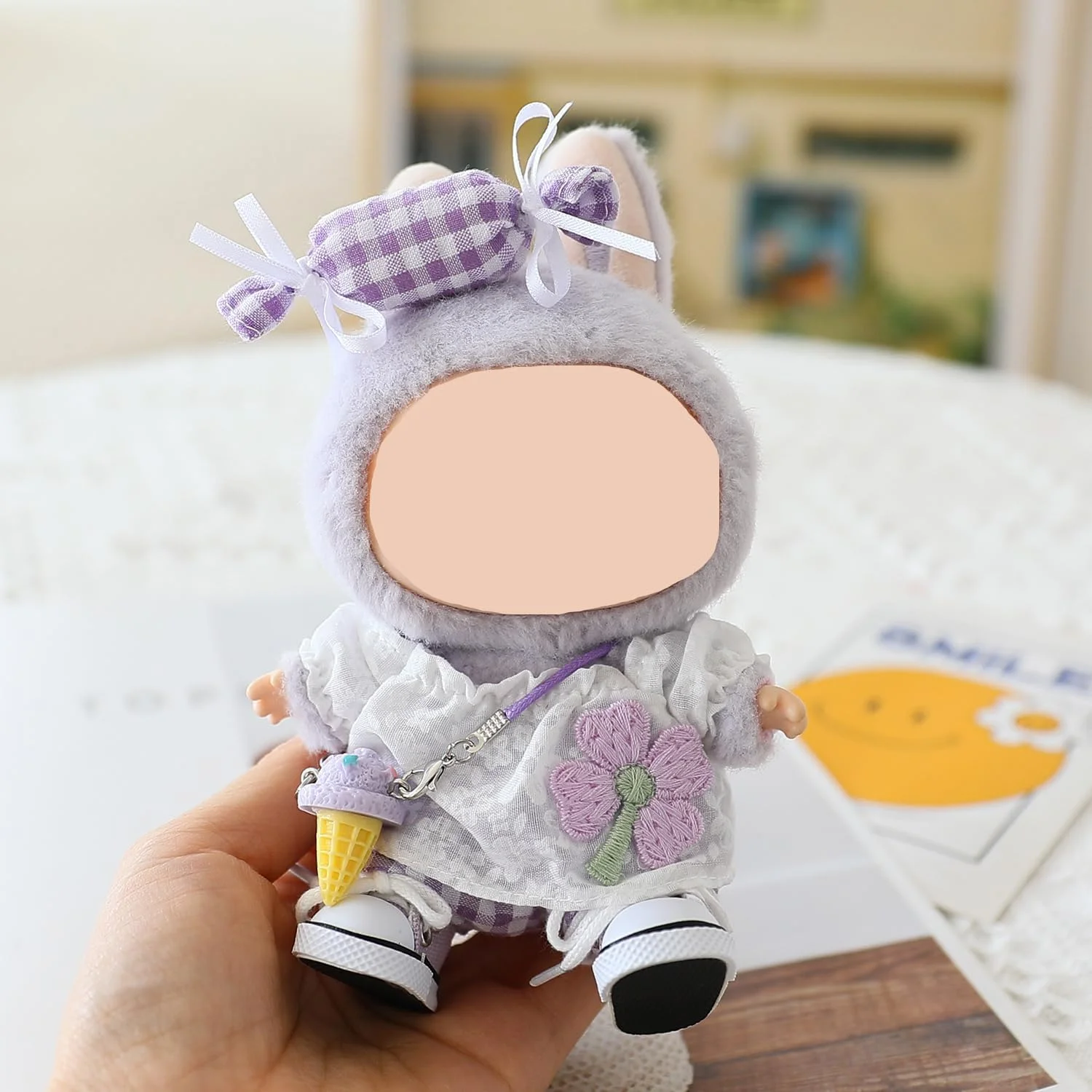 ست لباس تابستانی 5 تکه برای عروسک های لابوبو (15 و 17 سانتی متر) - لباس بنفش با طرح آب نبات شبدر چهار برگ، لباس و لوازم جانبی جایگزین دوست داشتنی ست لباس تابستانی 5 تکه برای عروسک های لابوبو (15 و 17 سانتی متر) - لباس بنفش با طرح آب نبات شبدر چهار برگ، لباس و لوازم جانبی جایگزین دوست داشتنی