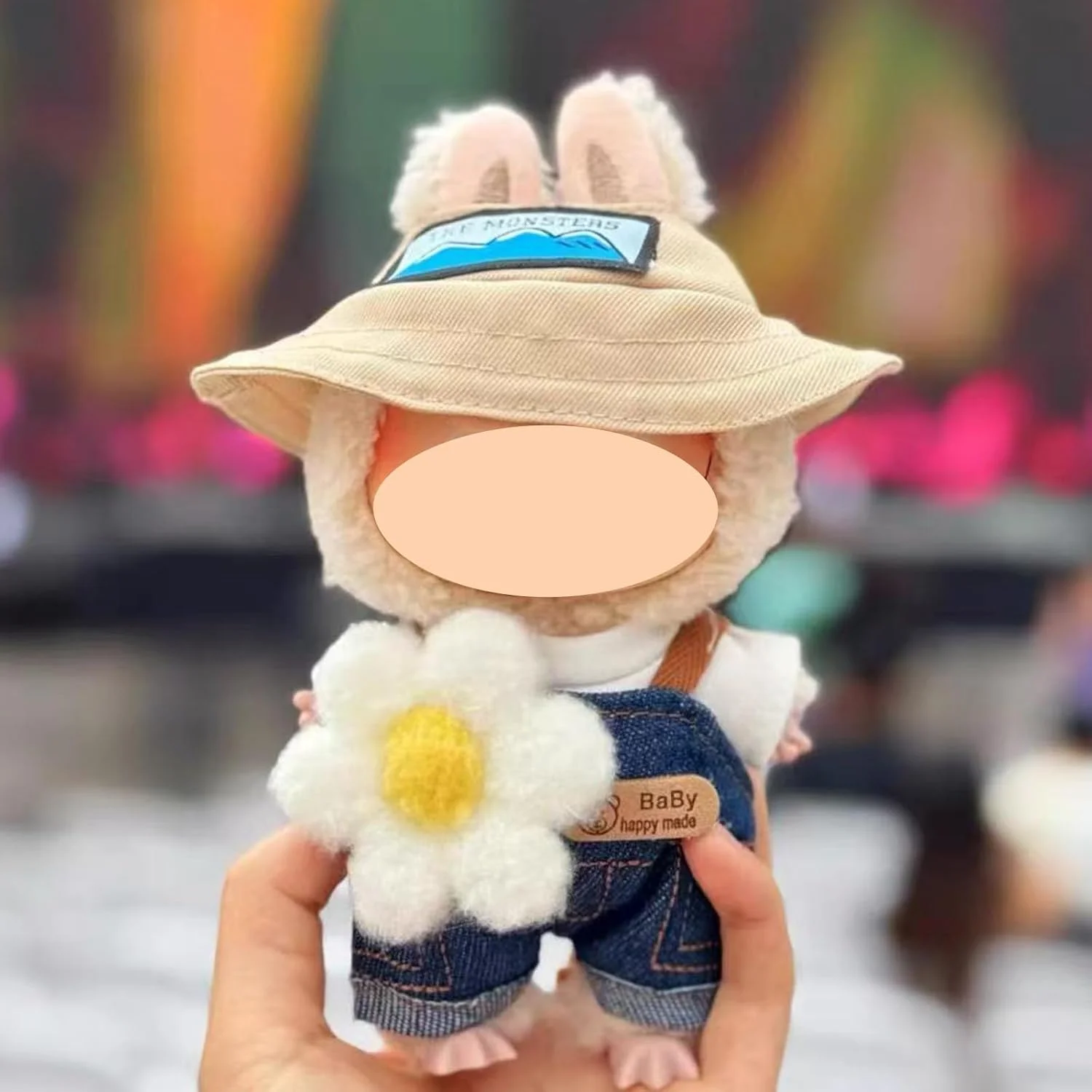 ست لباس عروسک 17 سانتی متری - سرهمی جین با اپلیکه گل بابونه و کلاه آفتابی خاکی، لباس غیر رسمی زیبا برای عروسک های LBB (عروسک شامل نمی شود)