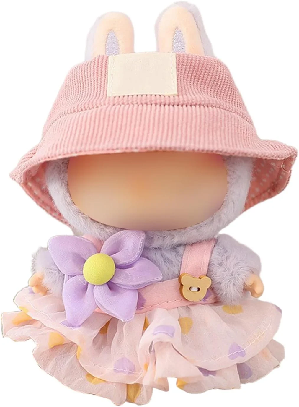 لباس عروسک 17 سانتی متری، ست 2 تکه کلاه و دامن، لباس شیک و با کیفیت، لباس زیبا برای لوازم جانبی عروسک، صورتی (عروسک شامل نمی شود)