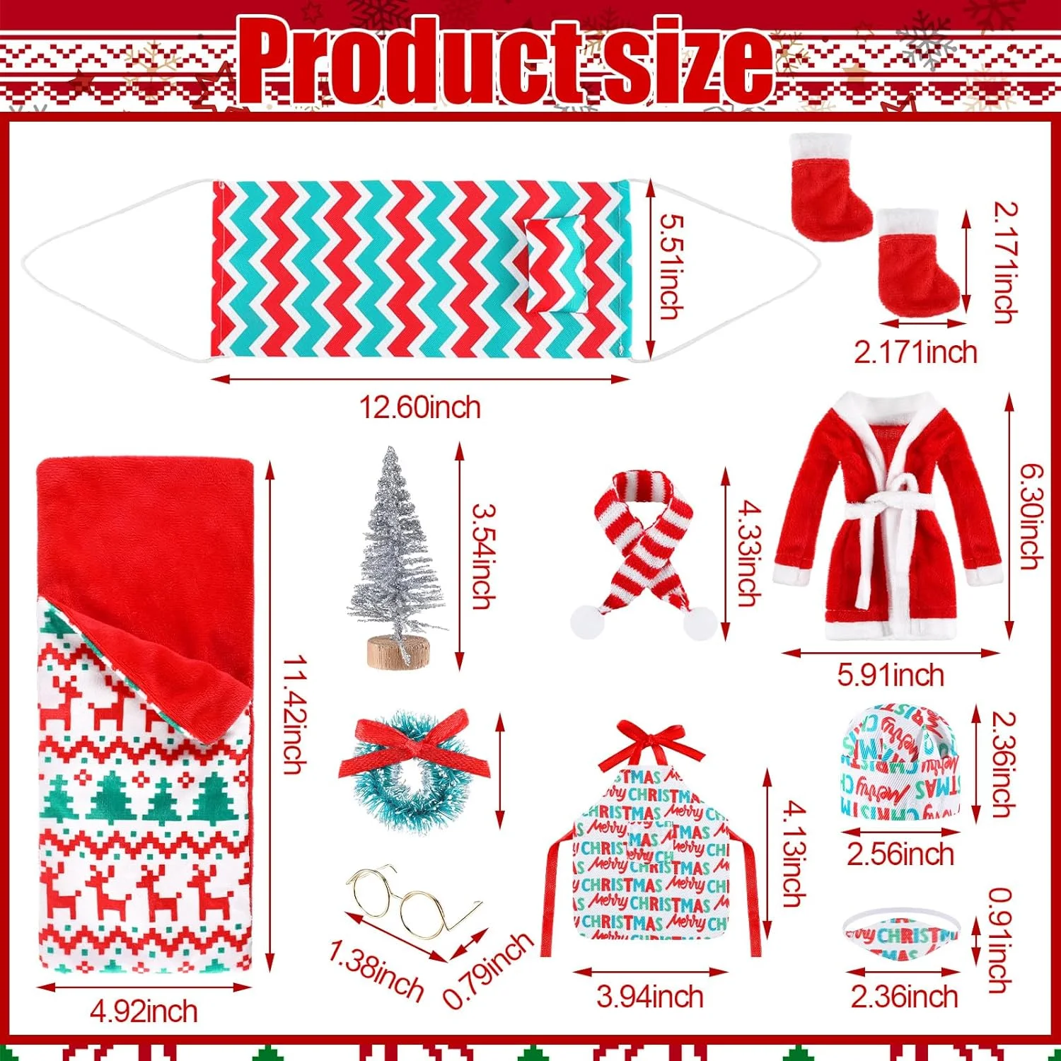 ست لباس و لوازم جانبی الف کریسمس بنکایلور شامل حوله حمام، کیسه خواب کریسمس، پیش بند، تخت آویز، کفش، شال گردن برای دکوراسیون جشن سال نو کریسمس (سبک زنده) ست لباس و لوازم جانبی الف کریسمس بنکایلور شامل حوله حمام، کیسه خواب کریسمس، پیش بند، تخت آویز، کفش، شال گردن برای دکوراسیون جشن سال نو کریسمس (سبک زنده)