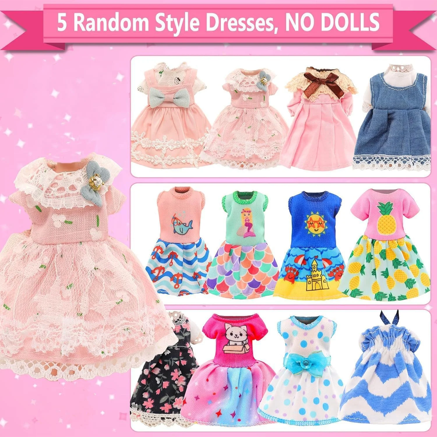 مجموعه 20 عددی لباس و لوازم جانبی عروسک ENOCHT، شامل 5 لباس مجلسی، 3 دست لباس، تاپ و شلوار، 3 لباس شنا با 2 کفش، 1 کوله پشتی، 1 لپ تاپ، 1 تبلت، 1 عینک، 1 نوشیدنی، 1 کلاه برای عروسک های 5.3 تا 6 اینچی