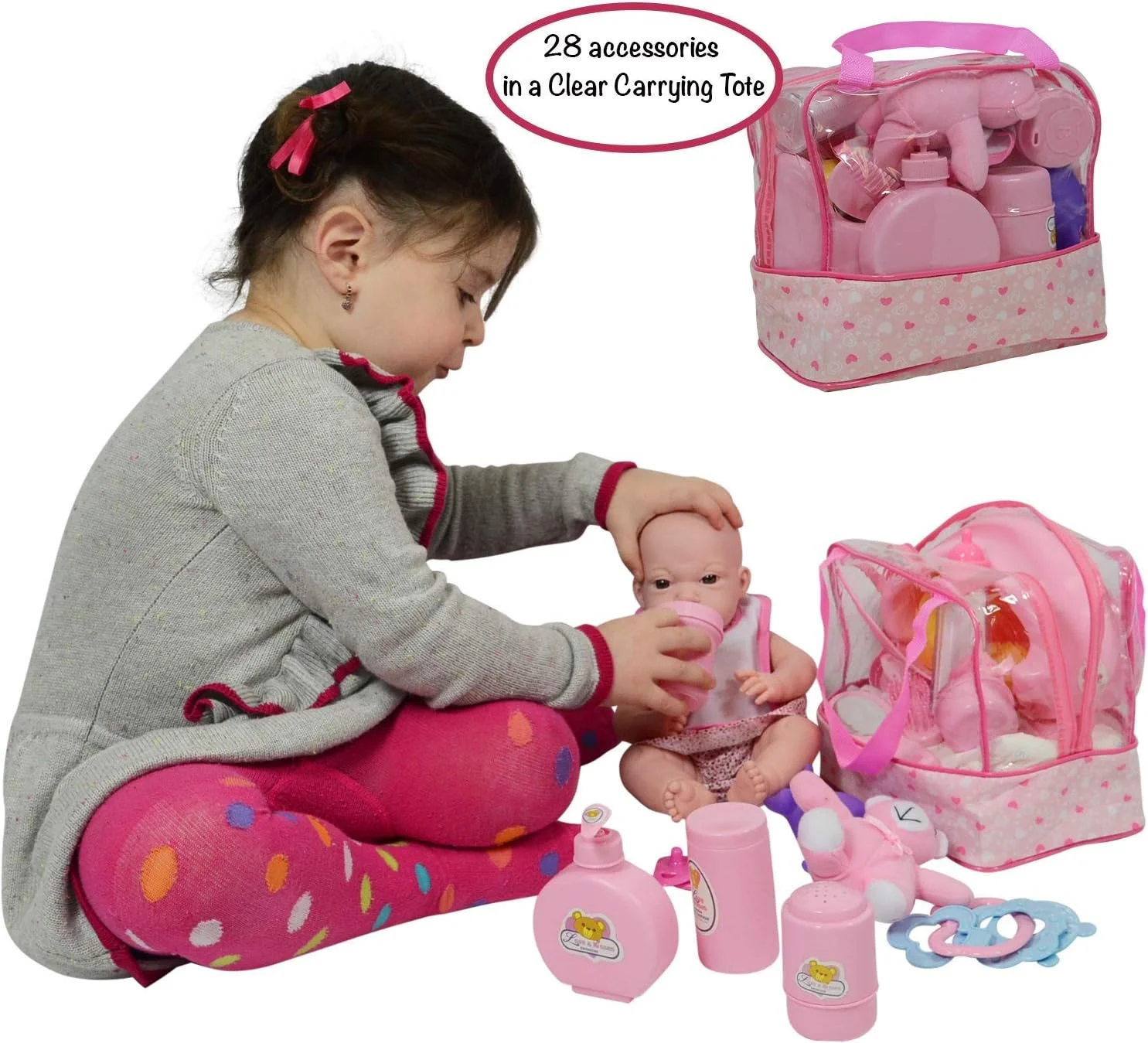 مجموعه لوازم جانبی تغذیه و مراقبت از نوزاد عروسکی نیویورک دال کالکشن در کیف زیپ دار مجموعه لوازم جانبی تغذیه و مراقبت از نوزاد عروسکی نیویورک دال کالکشن در کیف زیپ دار