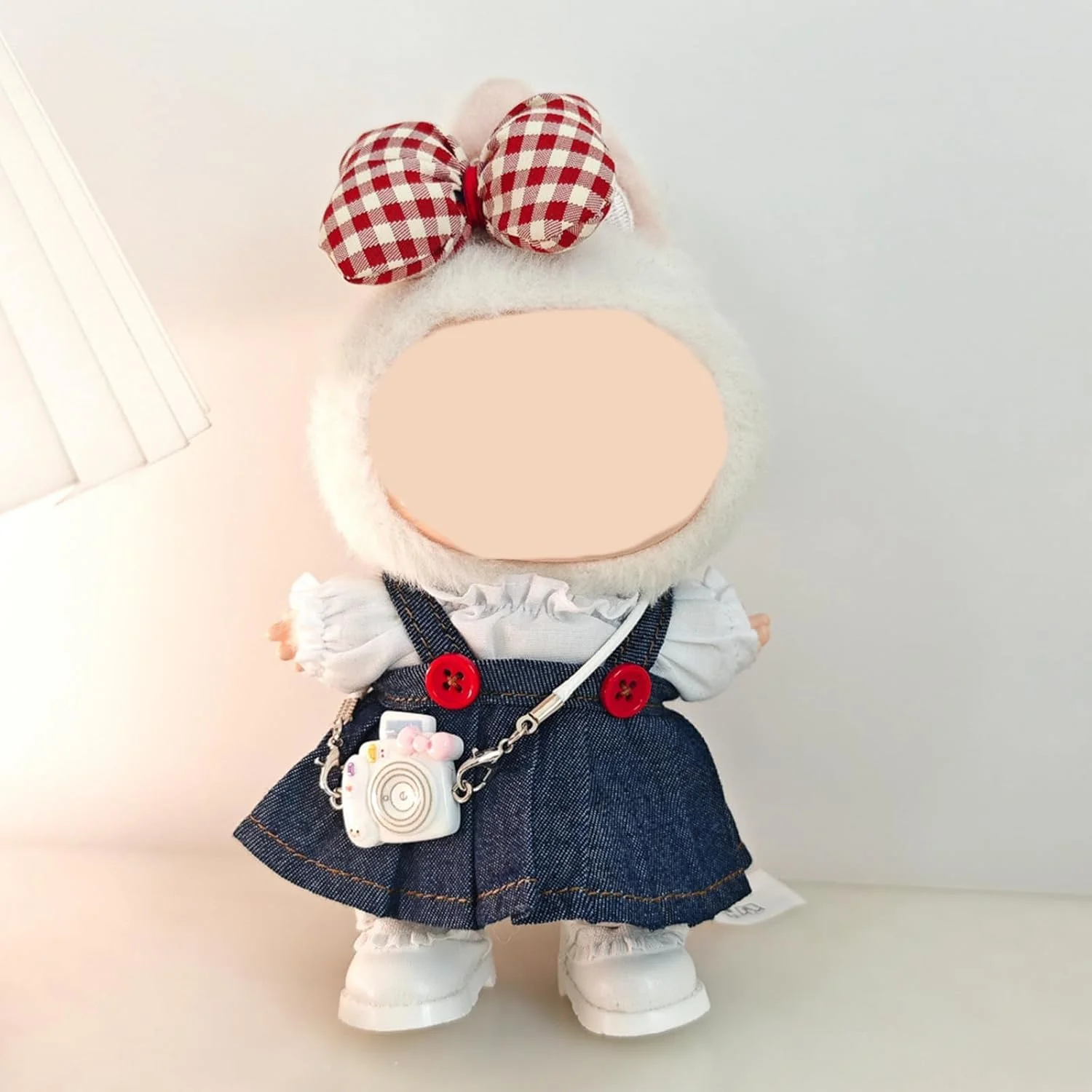 لباس های LOVACA برای عروسک لابوبو 17 سانتی متری، ست لباس 5 تکه شامل کلاه، پیراهن، شلوار، کفش، لوازم جانبی، شامل عینک، گیره مو و دوربین، عروسک شامل نمی شود، برای دوستداران و کلکسیونرهای عروسک (ست قرمز)