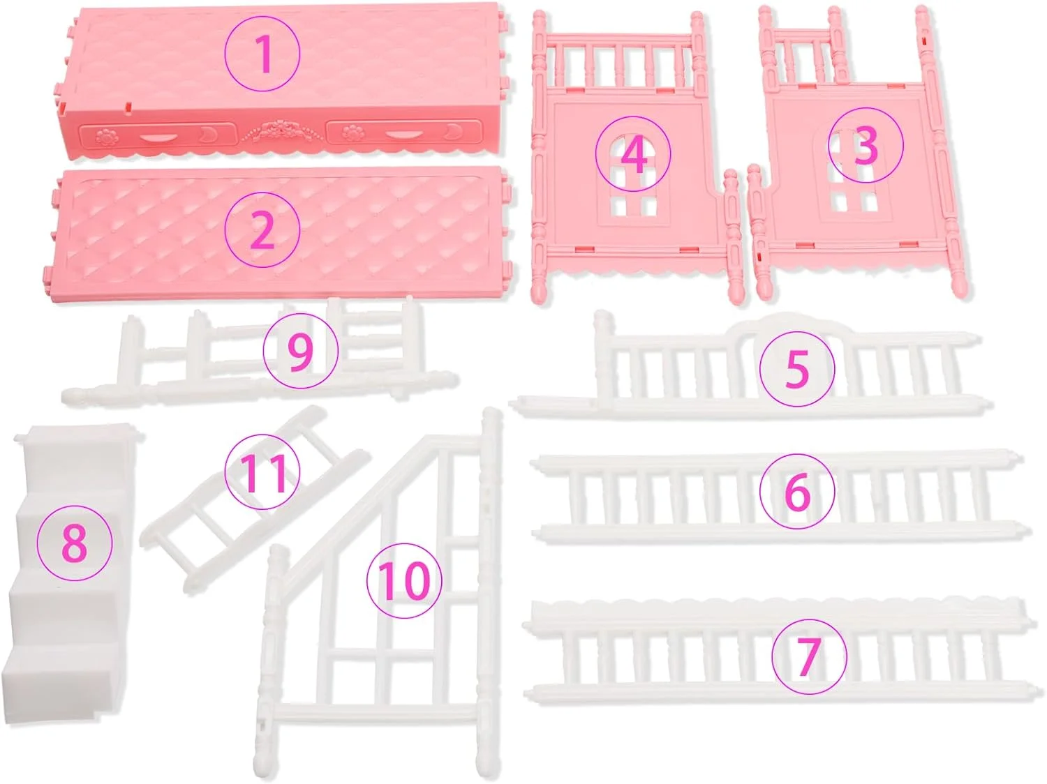 Miunana 24 تکه لباس و لوازم جانبی عروسک شامل 3 لباس پرنسسی، 3 ست تاپ و شلوار، 2 لباس شنا، 4 کفش، تخت دو طبقه کوچک خانه عروسکی، چمدان مسافرتی با 2 بالش، 5 چوب لباسی برای عروسک های 5.3 اینچی
