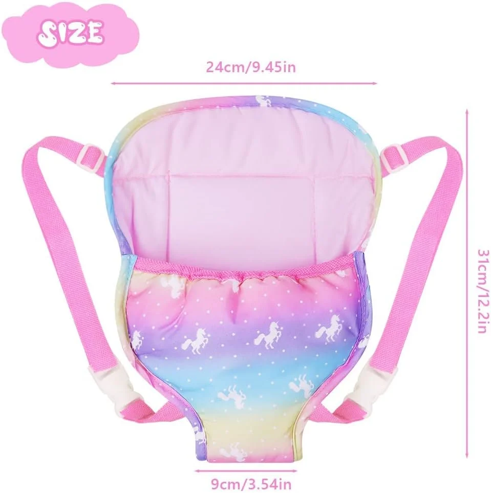 کیف کوله پشتی حمل عروسک نالاکال، کیف حمل عروسک با بندهای قابل تنظیم، کیف حمل عروسک اسلینگ جلو و عقب، لوازم جانبی عروسک برای عروسک های 14-18 اینچی (عروسک شامل نمی شود)