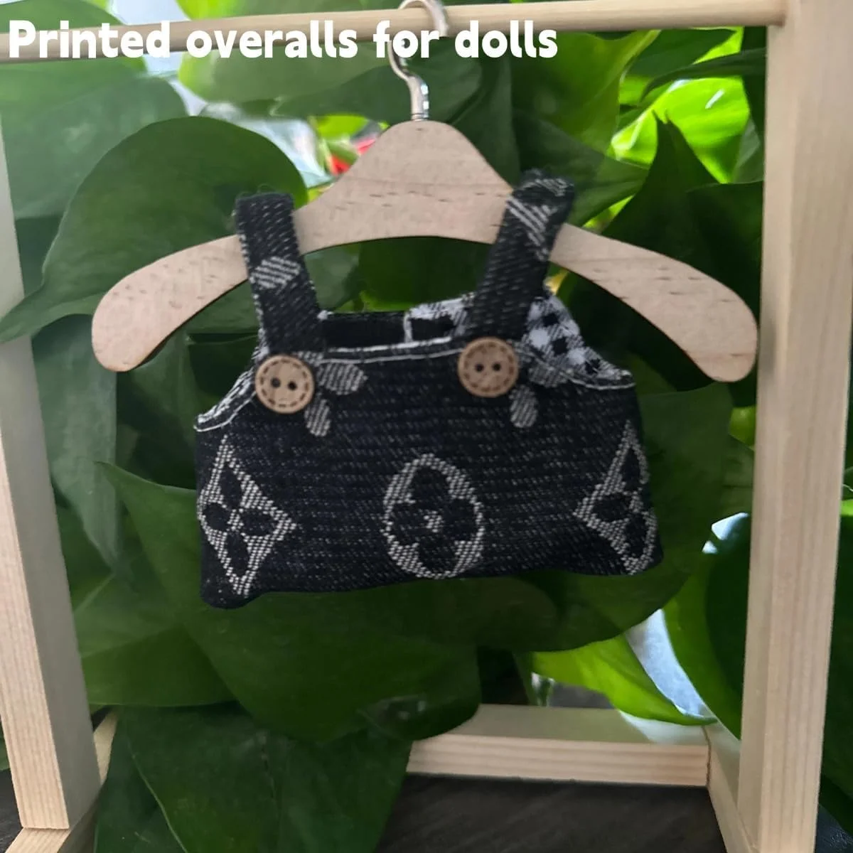 ست لباس 2 تکه برای عروسک لابوبو، شامل کلاه خرگوشی مخمل مشکی و جامپسوت طرح دار، لباس شیک 17 سانتی متری برای عروسک های لابوبو (عروسک شامل نمی شود)