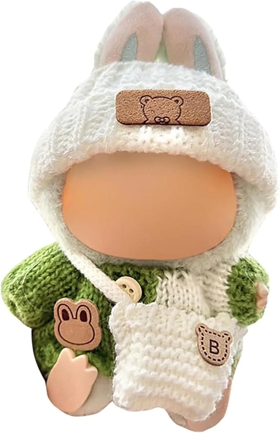 ست 3 تکه قلاب بافی شامل کلاه، لباس و کوله پشتی، لباس عروسک ناز برای عروسک های 17 سانتی متری سازگار با لابوبو، لباس برای طرفداران و کلکسیونرها (بدون عروسک، سبز)