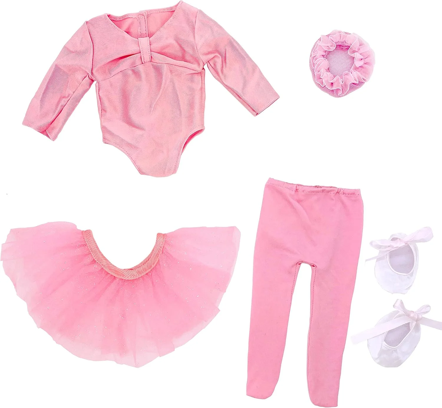 لباس عروسک 18 اینچی سایبوراز، لباس باله بالرین، 5 تکه، لباس رقص برای عروسک های امریکن گرل و او جی 18 اینچی، ست لوازم جانبی عروسک، هدیه لباس عروسک