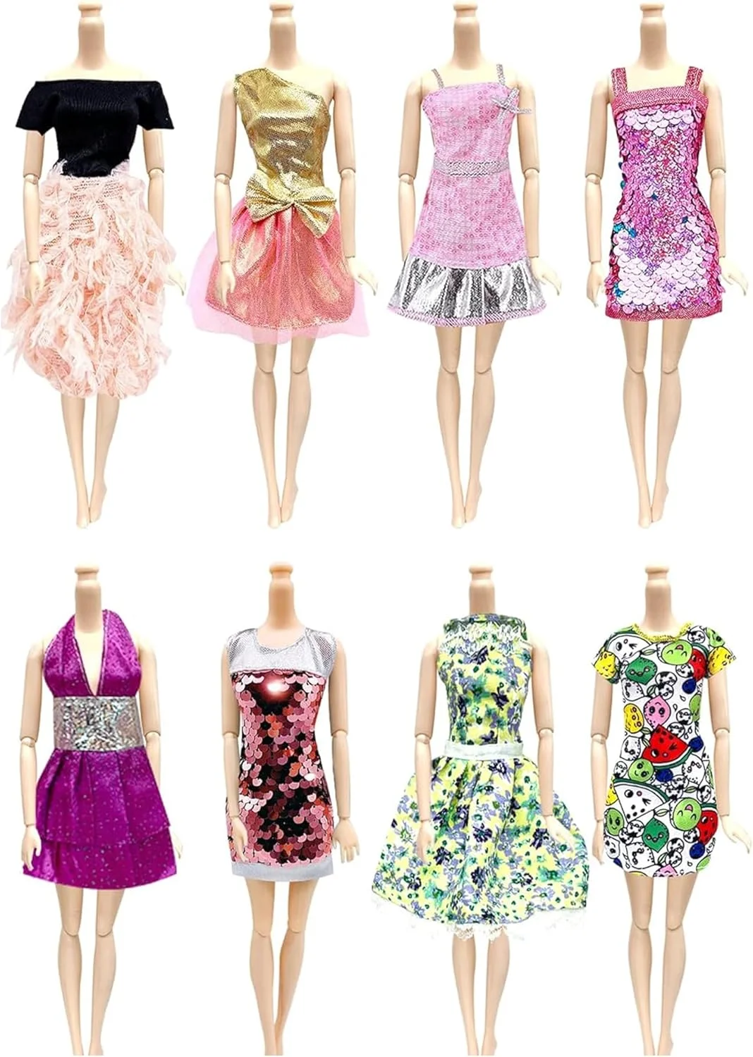 لباس و لوازم جانبی عروسک Sulfar مدل 45 تکه مناسب برای عروسک های 11.5 اینچی، شامل 3 عدد لباس مجلسی پرنسسی، 3 عدد مایو، 3 عدد لباس براق، 7 عدد لباس و پوشاک مد روز، 10 عدد چوب لباسی، هدیه ای برای دختران و کودکان