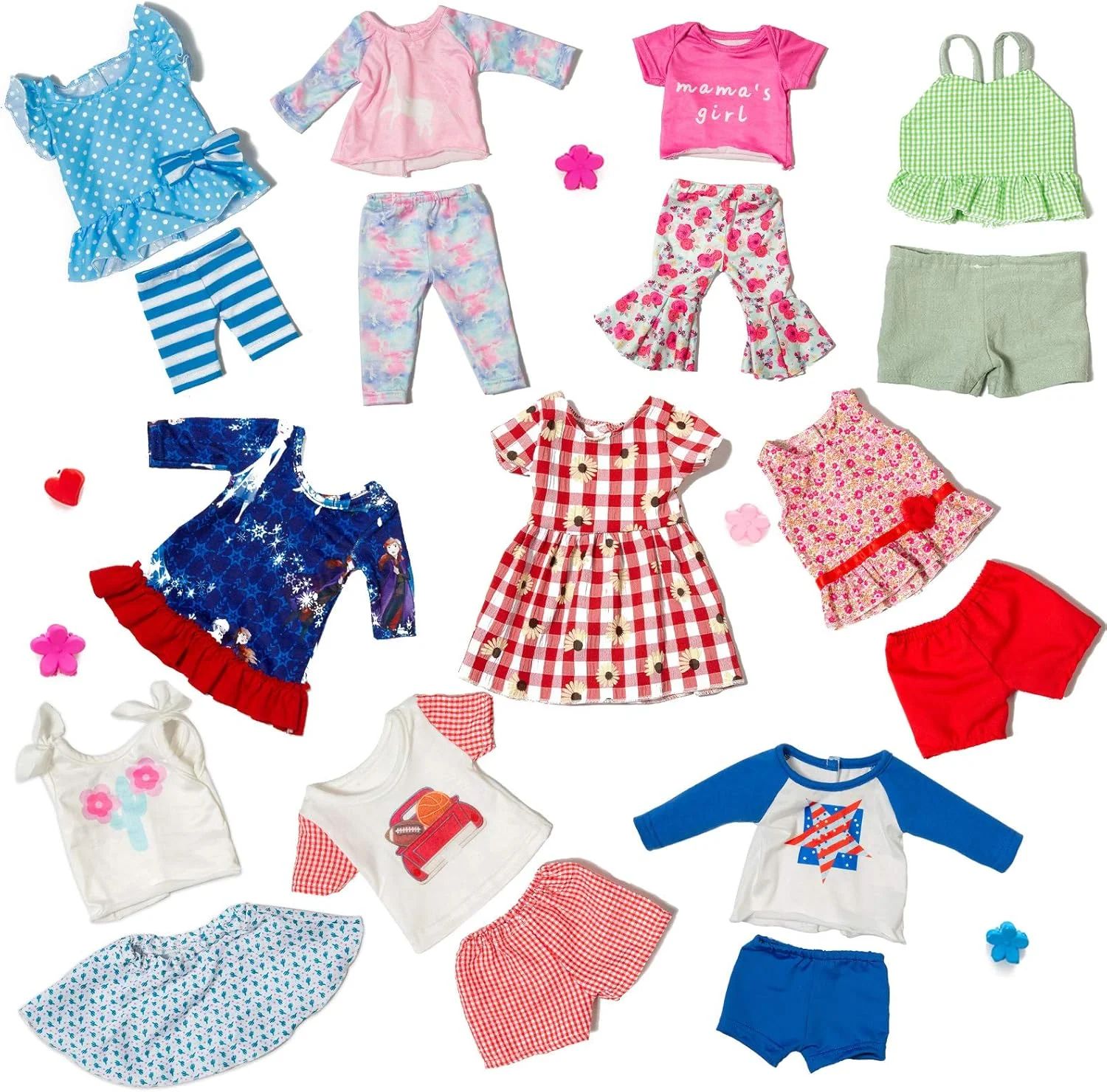 ZQDOLL 23 تکه لباس و لوازم جانبی عروسک آمریکایی مناسب برای عروسک های دخترانه 18 اینچی آمریکایی - شامل 10 ست کامل لباس، لوازم جانبی عروسک با کش مو و گیره مو