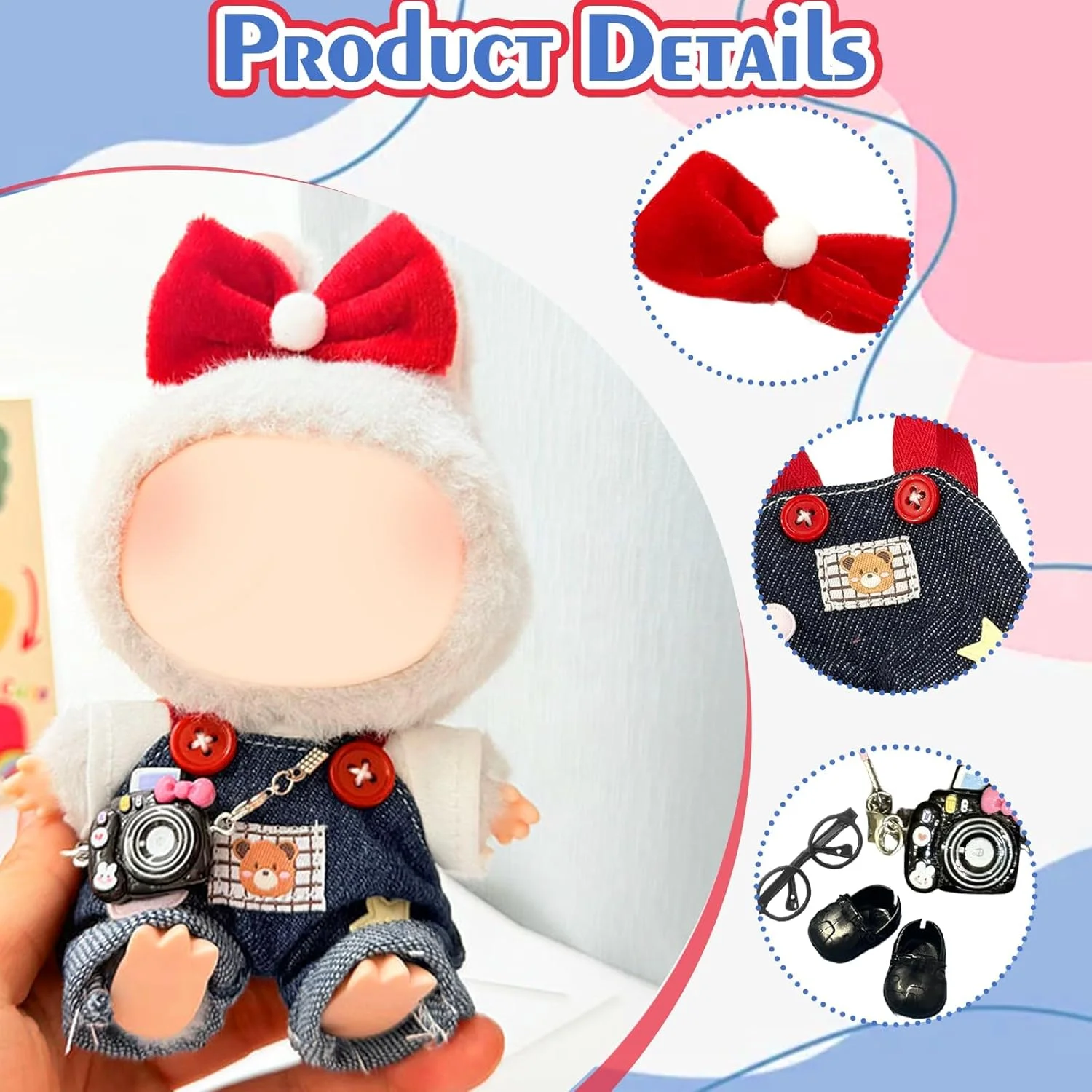 لباس عروسک تزئینی، لوازم جانبی لباس ممتاز، ست لباس عروسک، سازگار با لابوبو، 5.91-6.7 اینچ، لوازم جانبی مد روز (شامل نمی شود) (استایل 4)