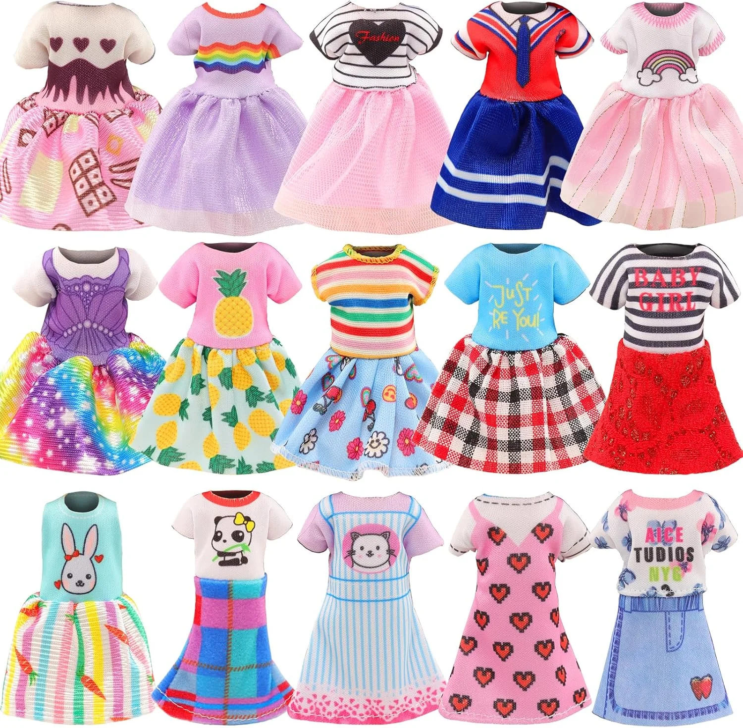 مجموعه 30 عددی لباس و لوازم جانبی مینی عروسک 6 اینچی ENOCHT شامل 4 تاپ، 4 شلوار برای عروسک های پسرانه، 5 لباس، 2 مایو و 2 کفش، 10 چوب لباسی لباس، عینک جیبی، هدست و تاج برای عروسک های 5.3-6 اینچی