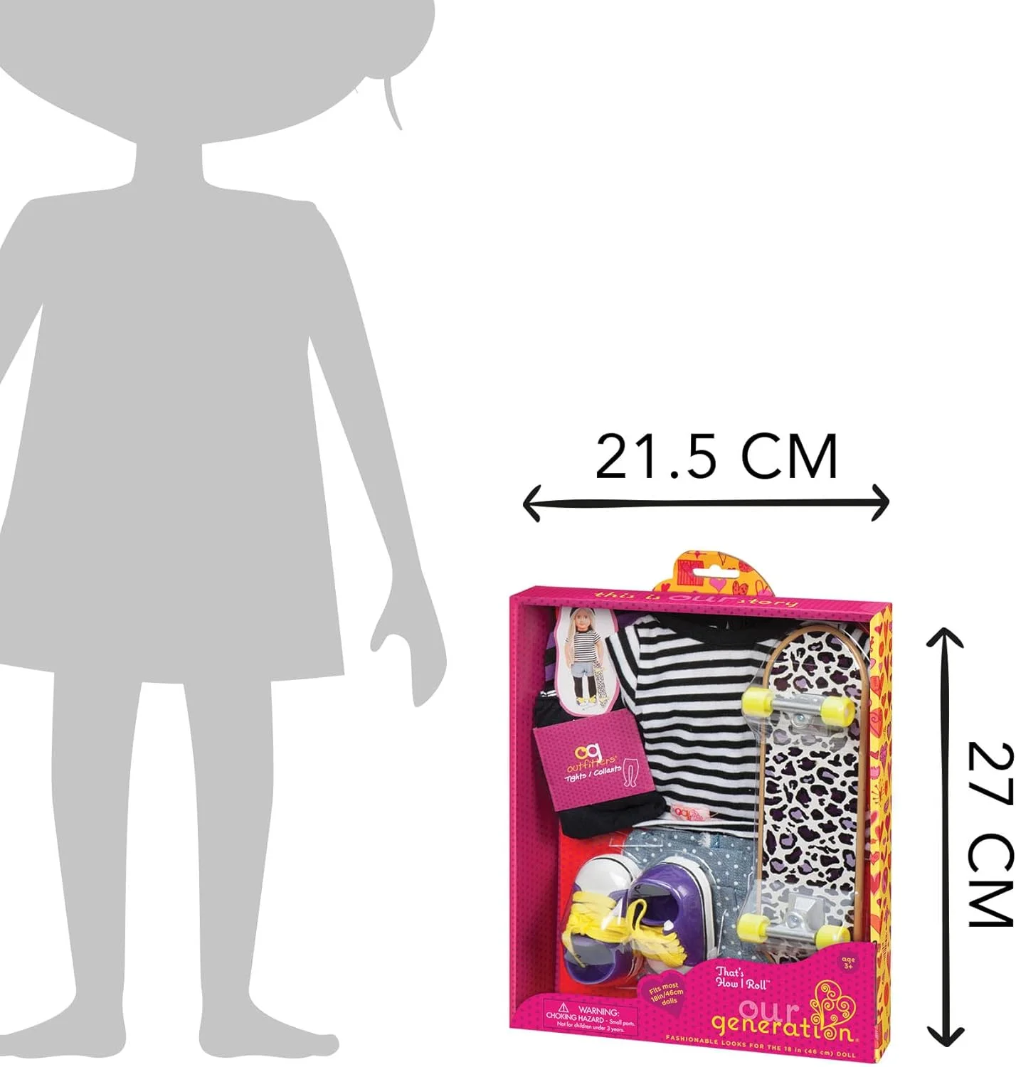 ست لباس اسکیتبرد دخترانه Our Generation مدل That’s How I Roll – لباس اسکیتبرد با اسکیتبرد پلنگی برای عروسکهای 18 اینچی – مجموعه 6 تکه لباس و لوازم جانبی اسکیتبرد ست لباس اسکیتبرد دخترانه Our Generation مدل That’s How I Roll – لباس اسکیتبرد با اسکیتبرد پلنگی برای عروسکهای 18 اینچی – مجموعه 6 تکه لباس و لوازم جانبی اسکیتبرد