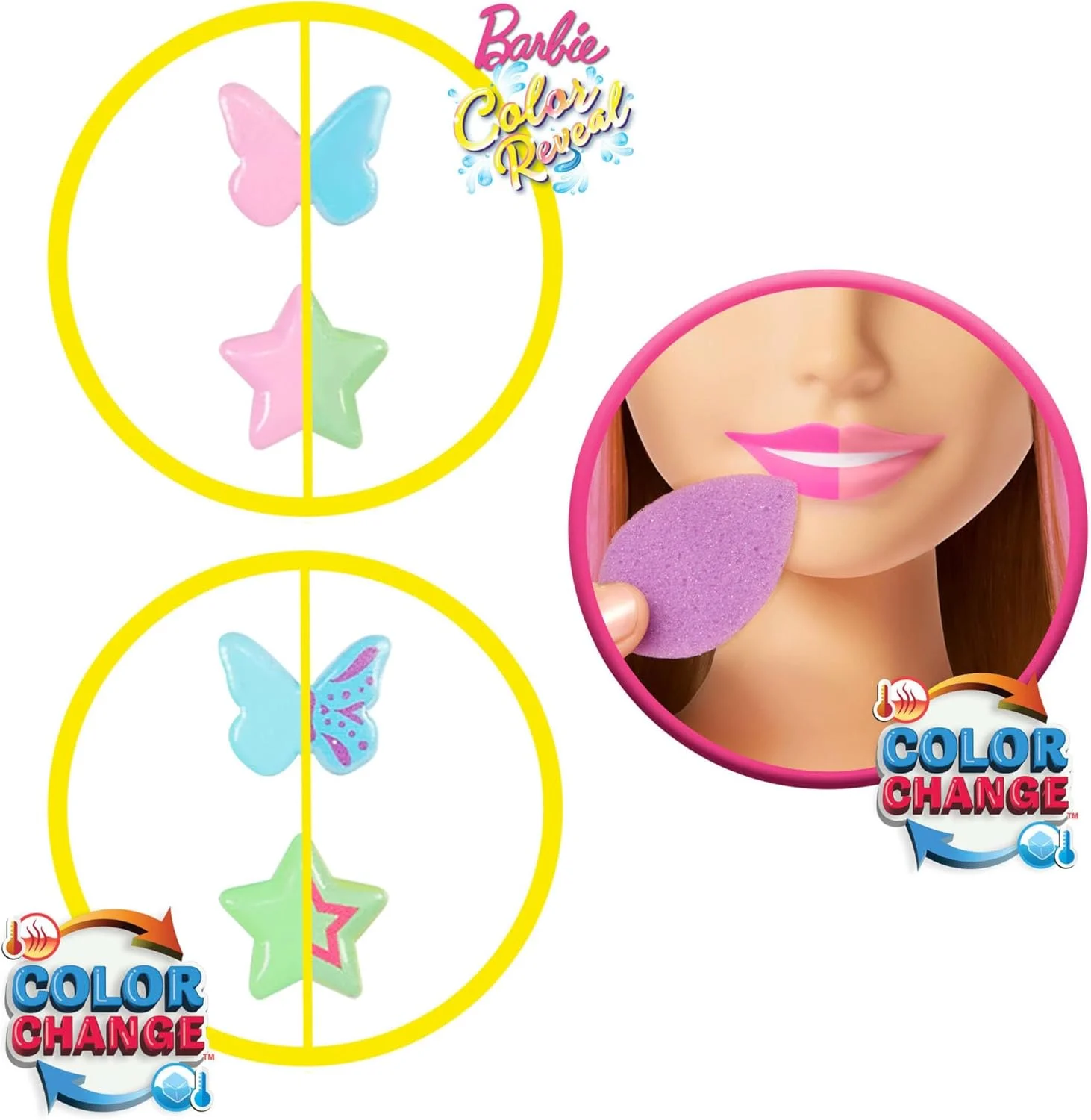 سر عروسکی باربی مدل JFG81 با موهای بلوند و بیش از 20 اکسسوری آرایشی شامل ستاره، پروانه و گیره های مو با قابلیت تغییر رنگ سر عروسکی باربی مدل JFG81 با موهای بلوند و بیش از 20 اکسسوری آرایشی شامل ستاره، پروانه و گیره های مو با قابلیت تغییر رنگ