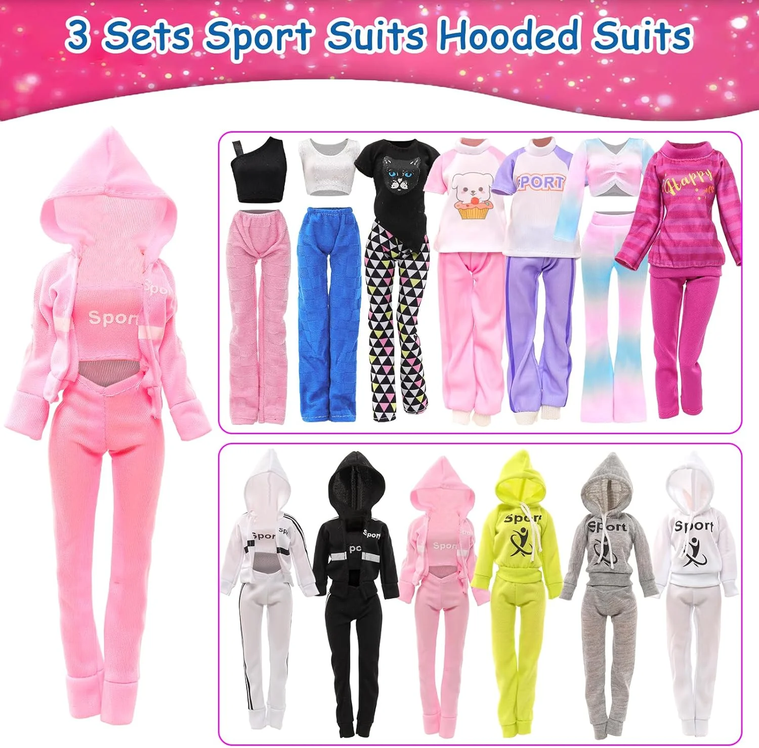 باروا 10 ست لباس عروسک، ست ورزشی کلاه دار، لباس های غیر رسمی، تاپ و شلوار، لباس خواب عروسک برای عروسک های دخترانه 11.5 اینچی باروا 10 ست لباس عروسک، ست ورزشی کلاه دار، لباس های غیر رسمی، تاپ و شلوار، لباس خواب عروسک برای عروسک های دخترانه 11.5 اینچی