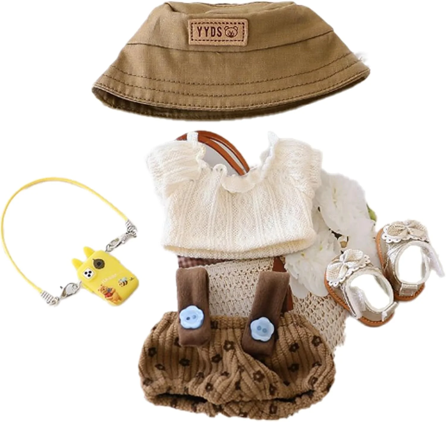 ست لباس 5 تکه KASTWAVE برای عروسک لابوبو، کلاه کتان قهوه ای خاکی، ست پیشبند مخملی کبریتی، مدل گوشی مینیاتوری و کفش، لوازم جانبی شیک عروسک (عروسک شامل نمی شود) ست لباس 5 تکه KASTWAVE برای عروسک لابوبو، کلاه کتان قهوه ای خاکی، ست پیشبند مخملی کبریتی، مدل گوشی مینیاتوری و کفش، لوازم جانبی شیک عروسک (عروسک شامل نمی شود)