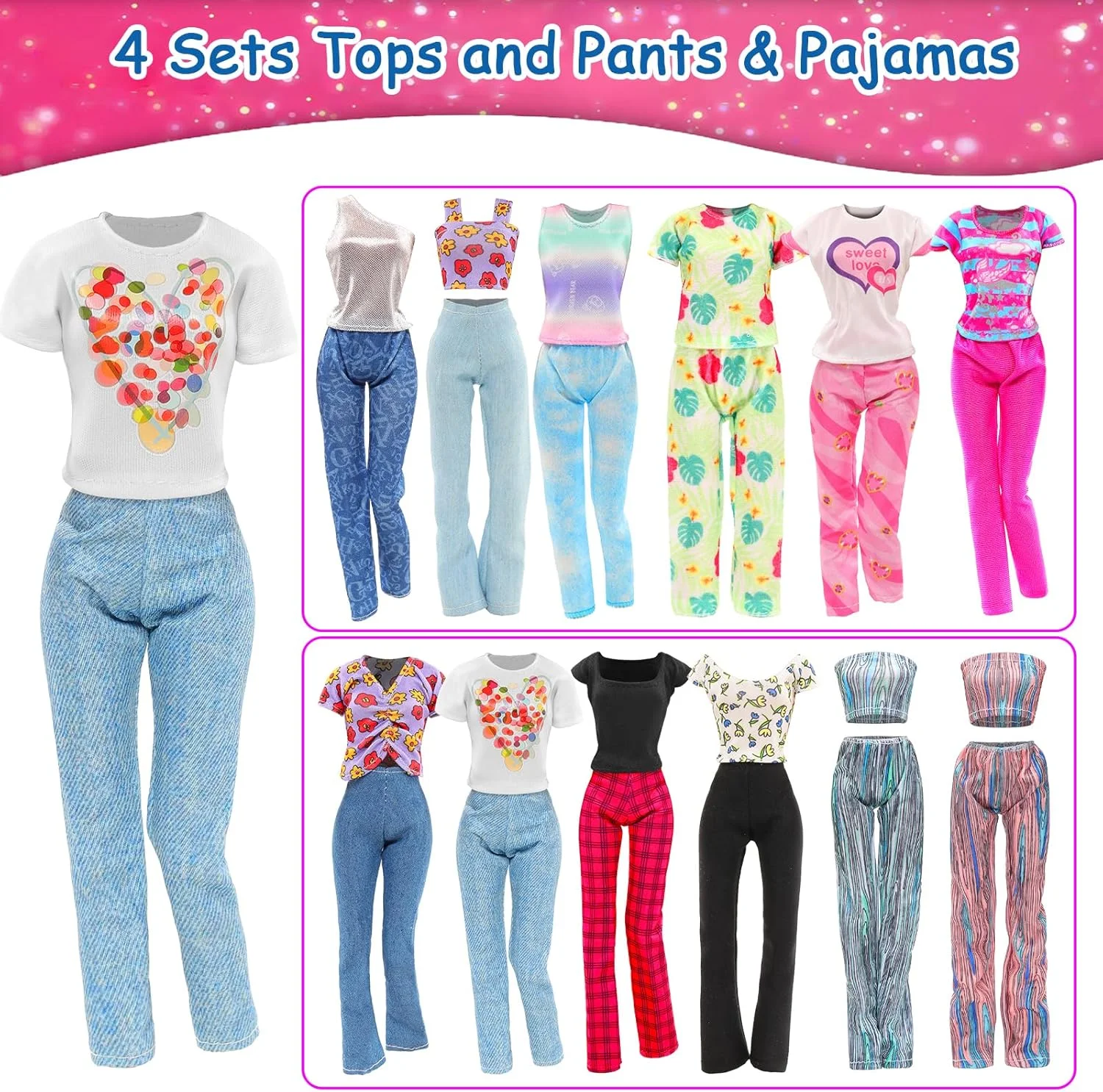 باروا 10 ست لباس عروسک، ست ورزشی کلاه دار، لباس های غیر رسمی، تاپ و شلوار، لباس خواب عروسک برای عروسک های دخترانه 11.5 اینچی باروا 10 ست لباس عروسک، ست ورزشی کلاه دار، لباس های غیر رسمی، تاپ و شلوار، لباس خواب عروسک برای عروسک های دخترانه 11.5 اینچی