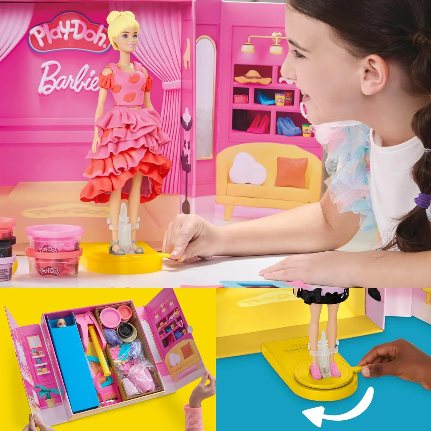 ست نمایش مد طراح باربی Play-Doh، ساخت لباس عروسک با 21 لوازم جانبی مد و خمیر بازی، هنر و کاردستی کودکان برای دختران و پسران 5 سال به بالا ست نمایش مد طراح باربی Play-Doh، ساخت لباس عروسک با 21 لوازم جانبی مد و خمیر بازی، هنر و کاردستی کودکان برای دختران و پسران 5 سال به بالا