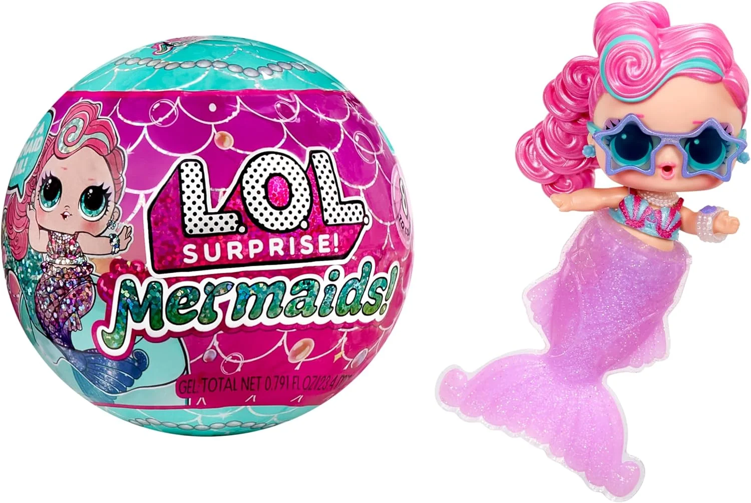 عروسک های L.O.L. Surprise! LOL Mermaids Tots با دم تغییر رنگ دهنده، دم پری دریایی بسازید، 8 عروسک برای جمع آوری، لوازم جانبی مد، هدیه ای عالی برای کودکان 4 سال به بالا
