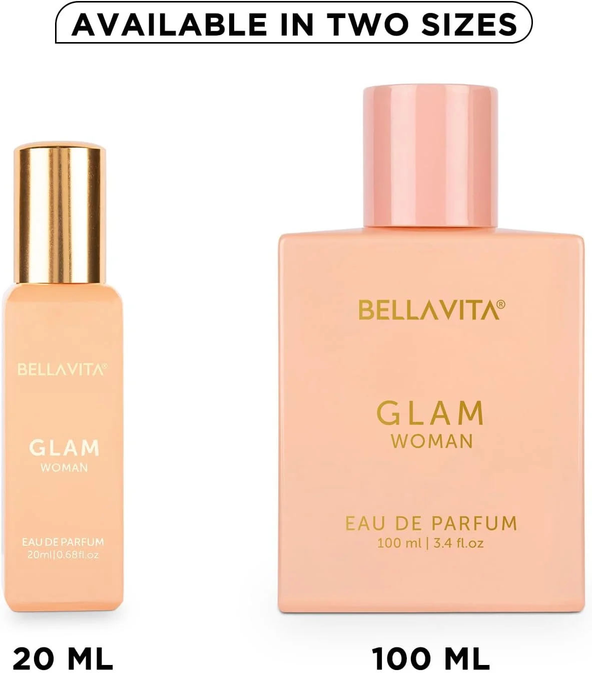 ادکلن زنانه ارگانیک Bella Vita Luxury GLAM با رایحه یاس، عسل سفید، رز، سدر ویرجینیا | گلی - عطر ممتاز و ماندگار EDP برای زنان | 20 میلی لیتر