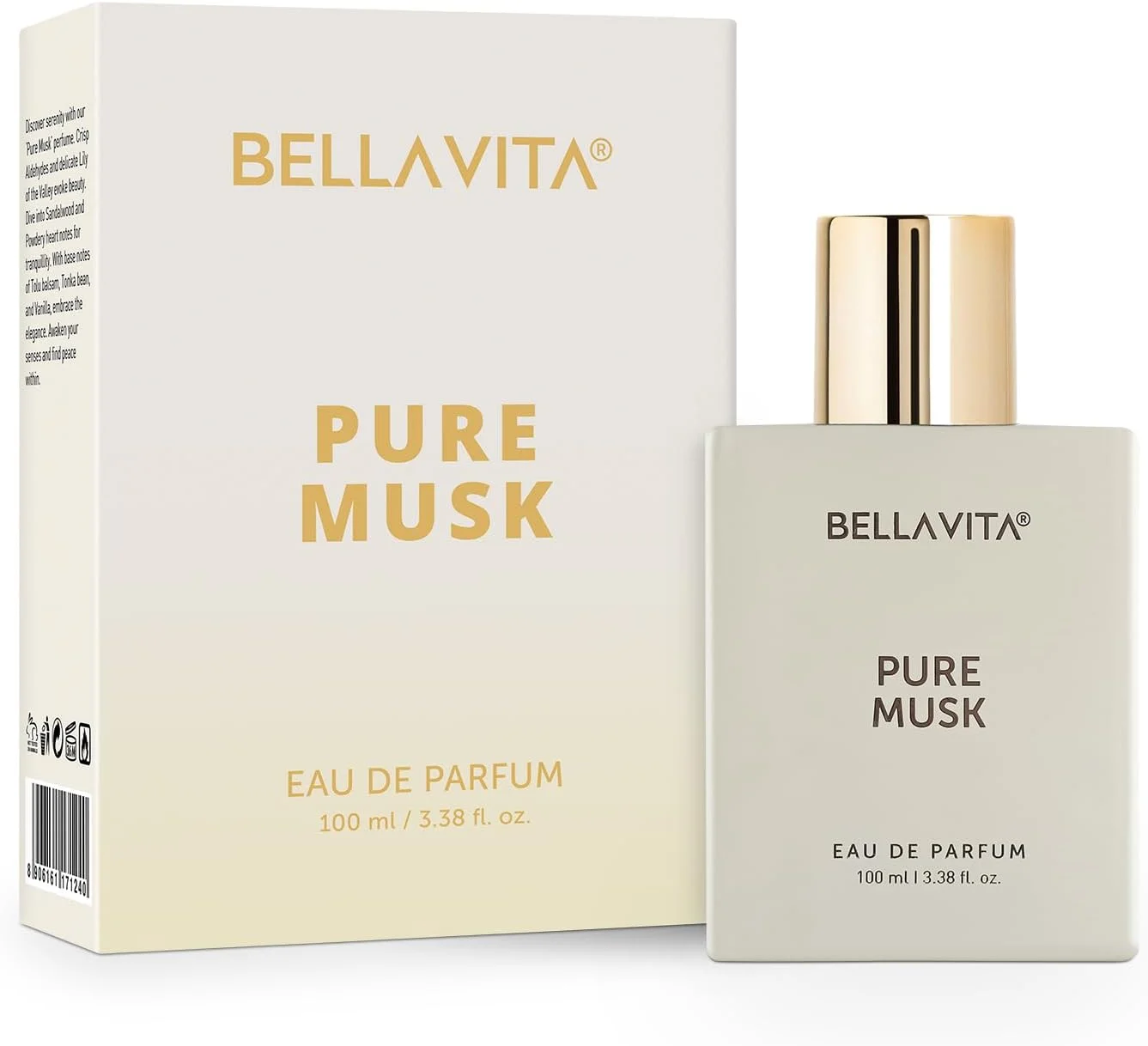 ادکلن مردانه و زنانه بلاویتا Pure Musk | ادو پرفیوم ماندگار 100 میلی لیتری | با رایحه گل برف، چوب صندل و دانه تونکا | عطر ممتاز، چوبی، گلی