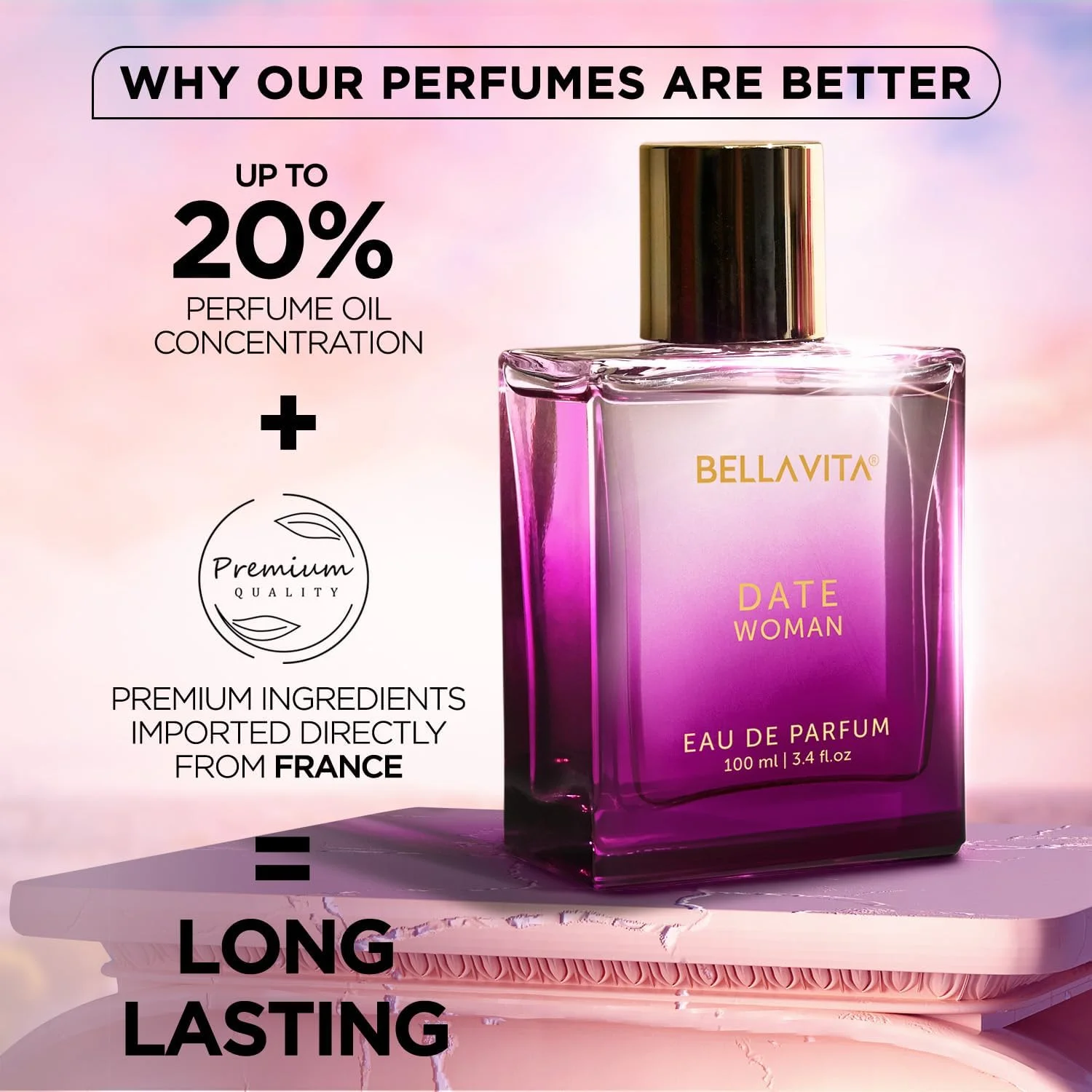 ادکلن زنانه Bella Vita Luxury Date با رایحه ماندگار و ممتاز 100 میلی لیتر و ژل دوش برای پاکسازی عمیق، آبرسانی و نرمی پوست با آلوئه ورا 500 میلی لیتر
