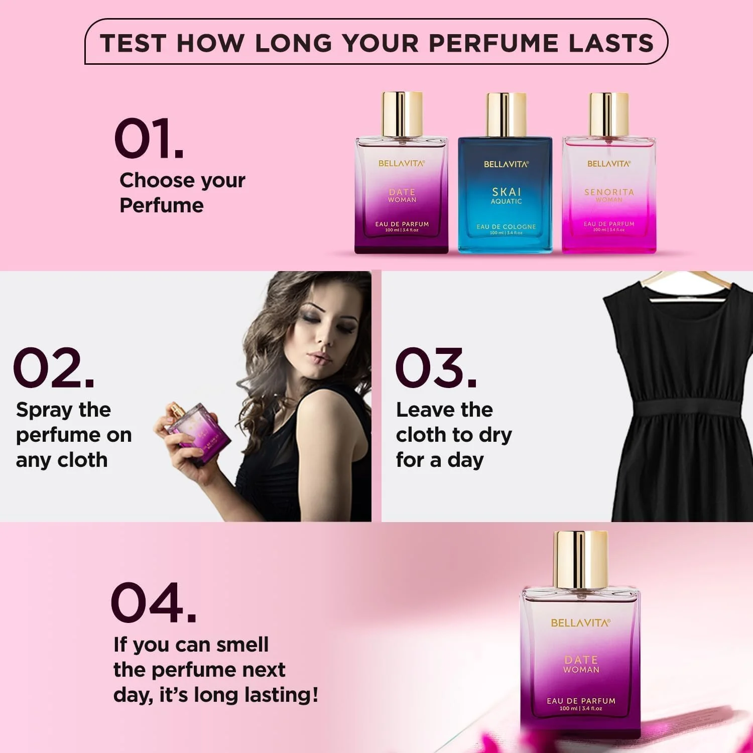 ادکلن زنانه Bella Vita Luxury Date با رایحه گلی، میوه ای و ادویه ای، عطر ماندگار EDP، حجم 100 میلی لیتر ادکلن زنانه Bella Vita Luxury Date با رایحه گلی، میوه ای و ادویه ای، عطر ماندگار EDP، حجم 100 میلی لیتر