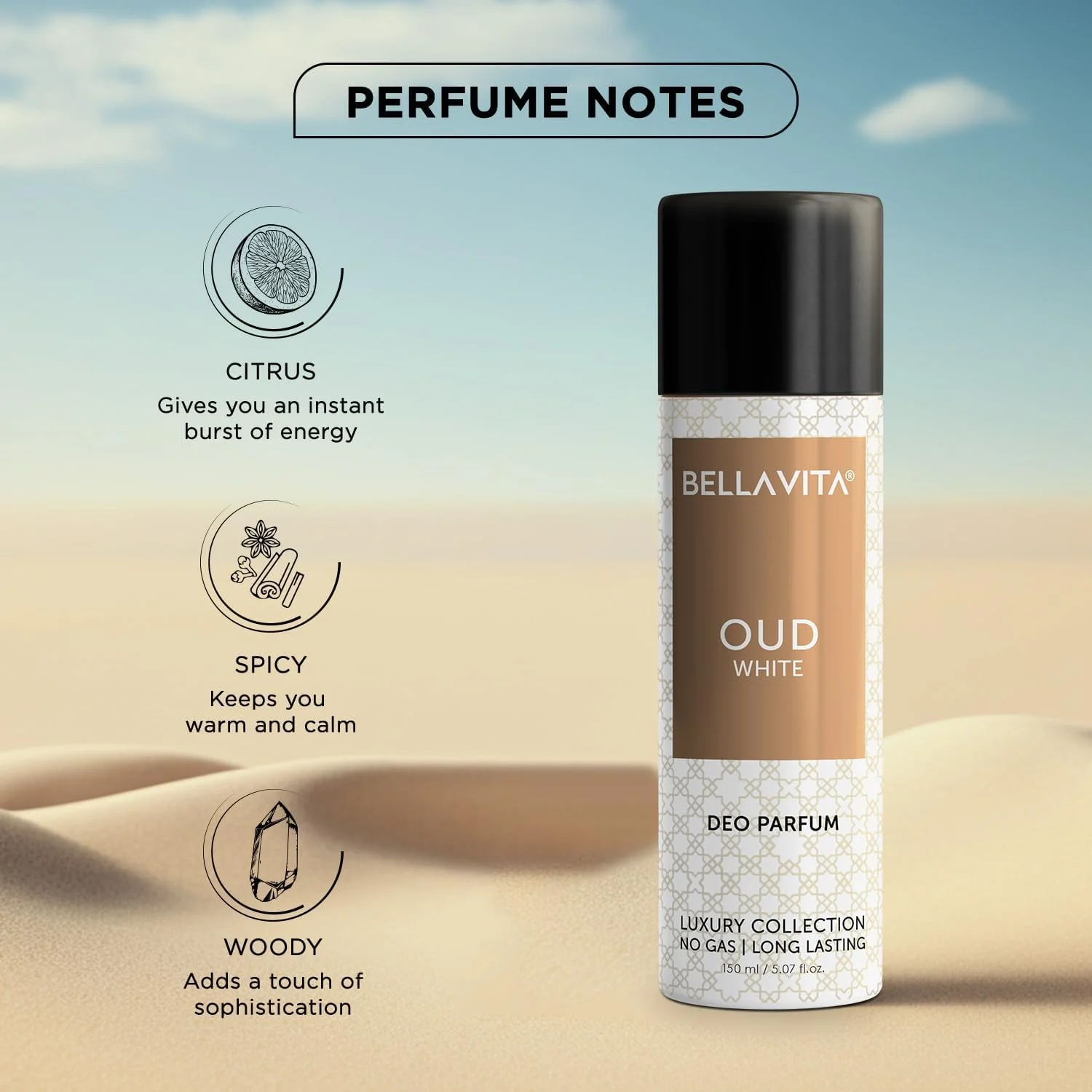 ست عطر عود مردانه و زنانه Bella Vita Luxury، بسته 2 عددی عطر ممتاز ماندگار - ادو پرفیوم White Oud 100 میلی لیتر و دئودورانت بدن Oud White 150 میلی لیتر - اسپری برای زنان